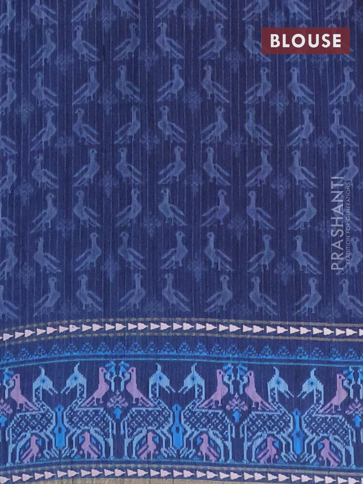 Semi tussar saree blue shade and blue with plain body and patola printed border - Image 4