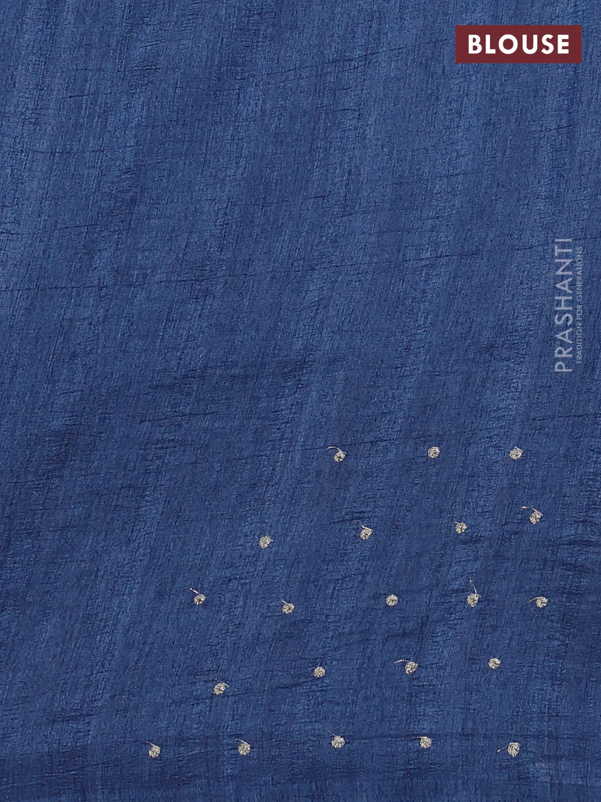 Semi tussar saree bluish grey with embroidery work - Image 3