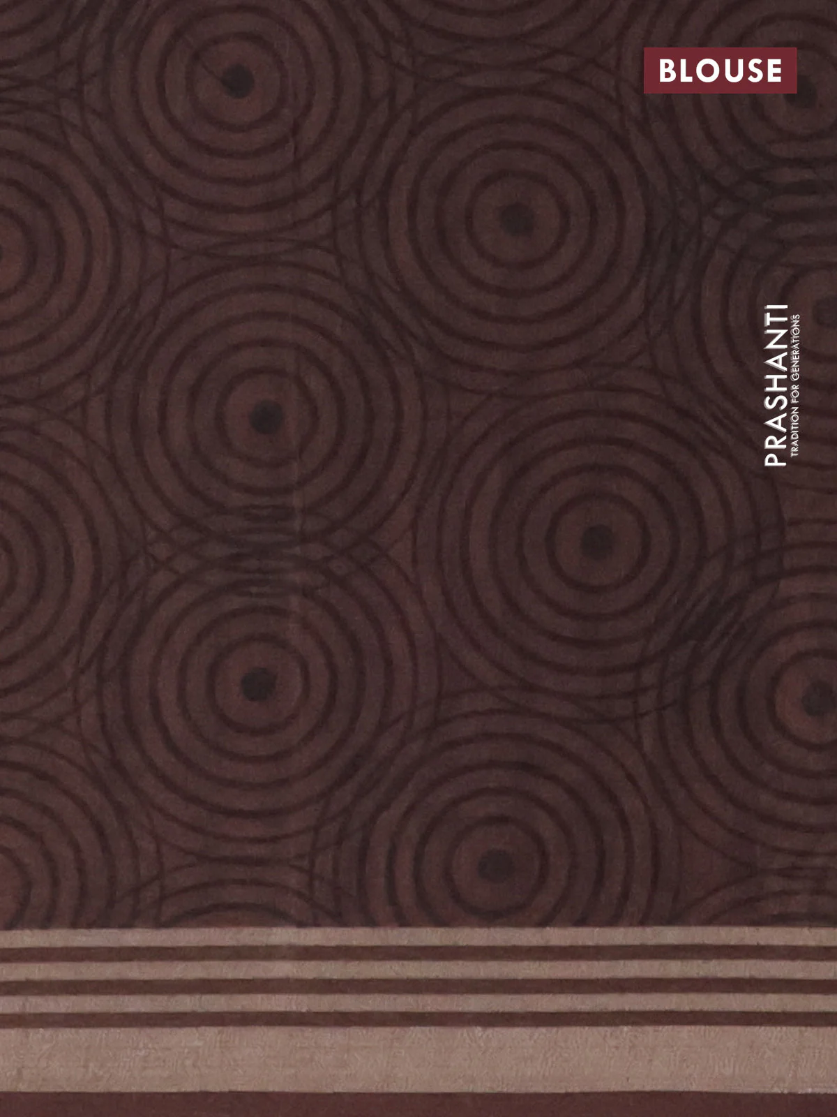 Semi tussar saree brown and beige with allover geometric prints and zari woven border - Image 4