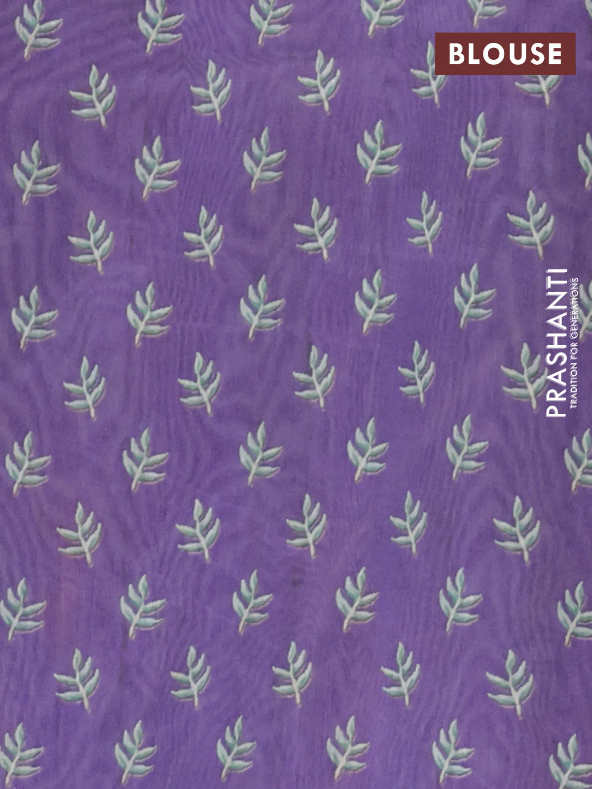 Semi tussar saree brown shade and violet with allover prints and printed zari border - Image 4