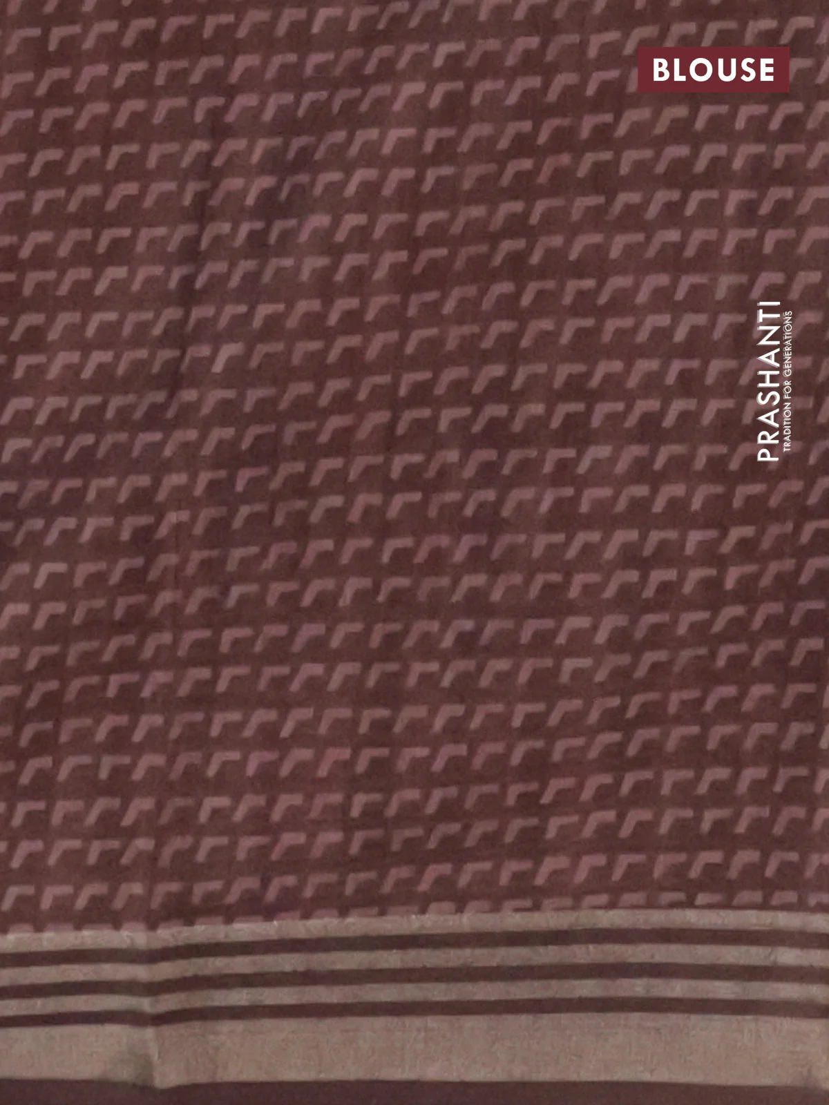 Semi tussar saree brown shade with allover prints and zari woven border - Image 4