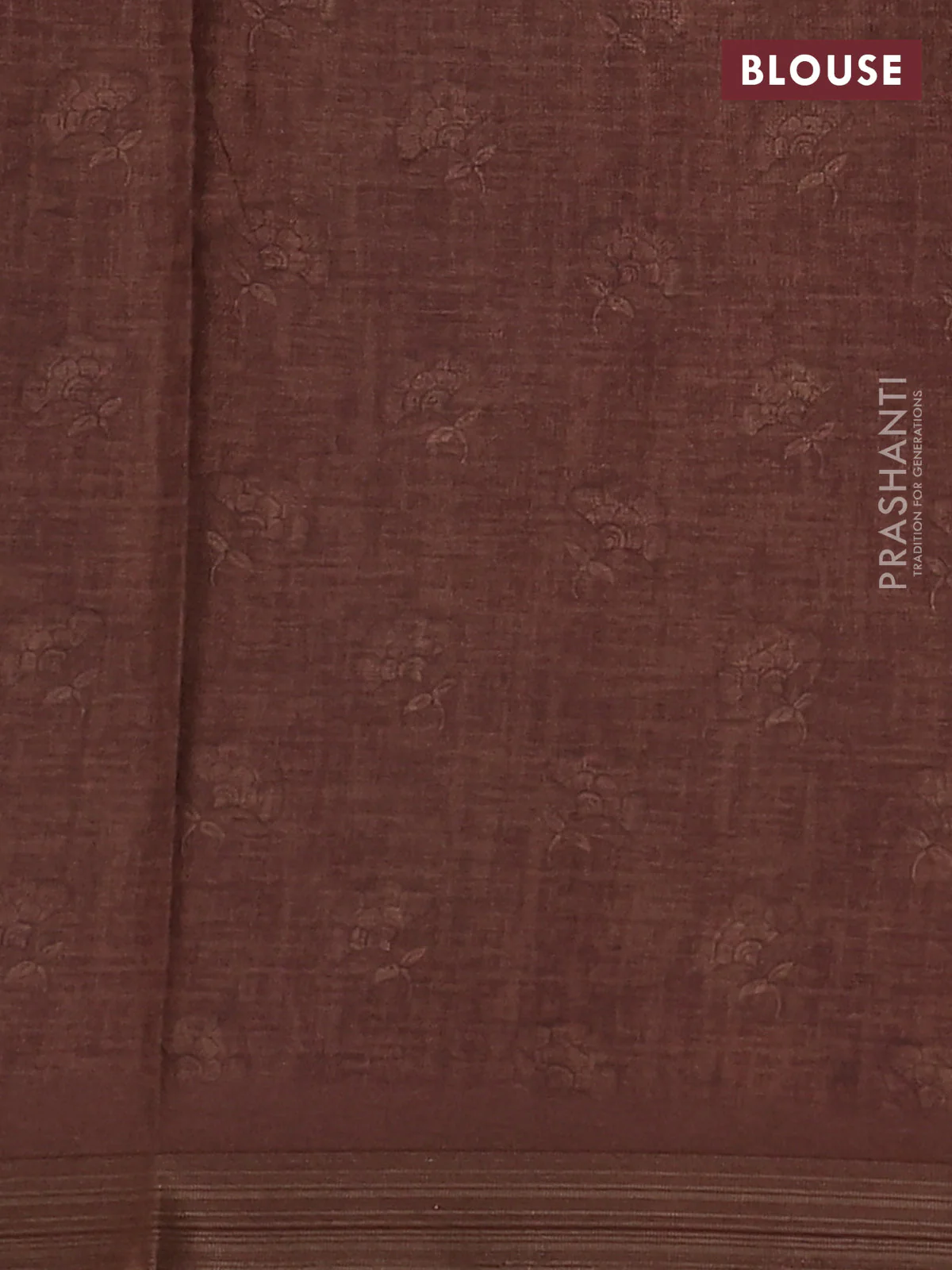 Semi tussar saree brown with allover kalamkari prints and zari woven border - Image 3