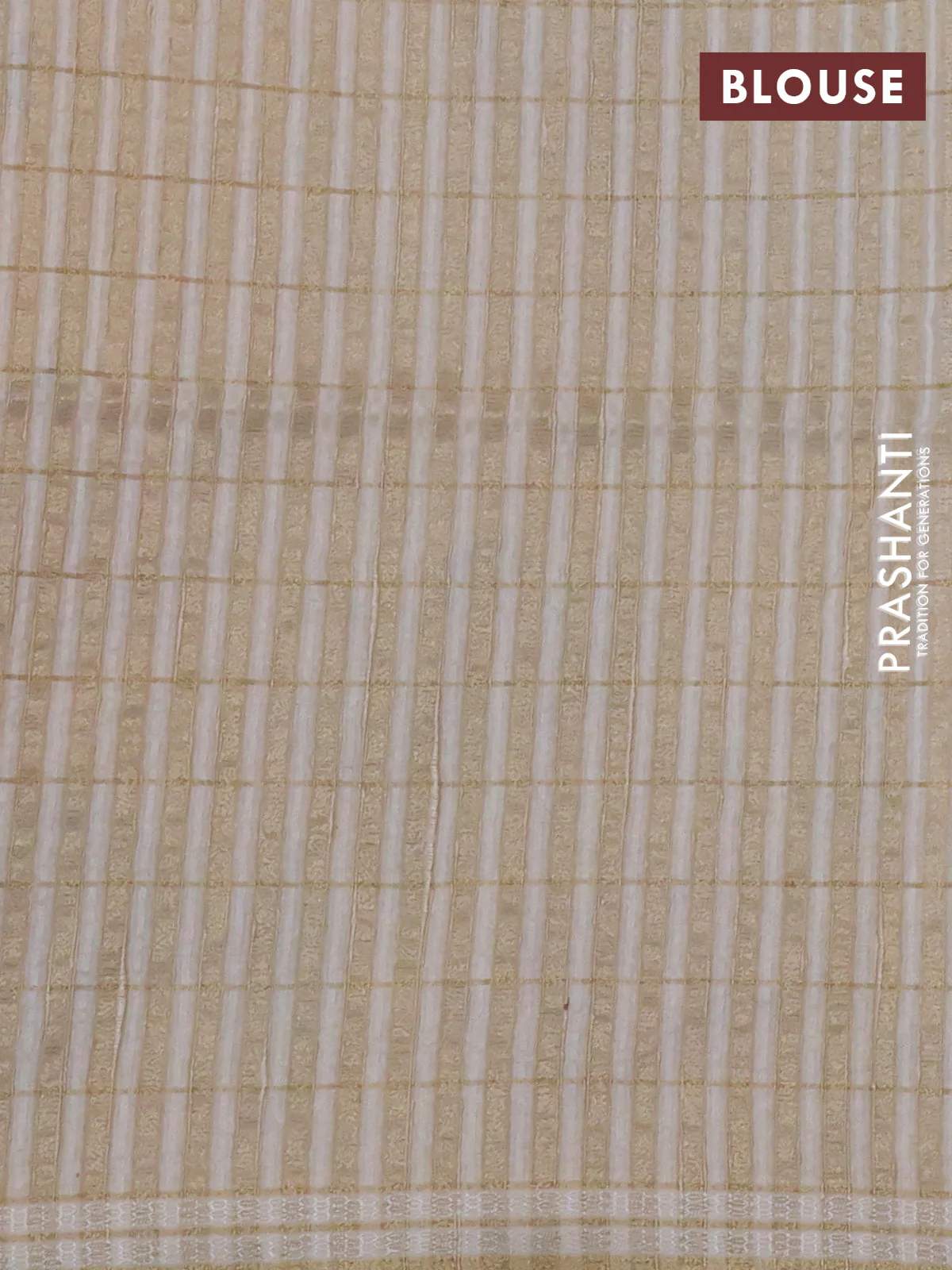 Semi tussar saree cream with allover zari checks & digital prints and zari woven border - Image 3