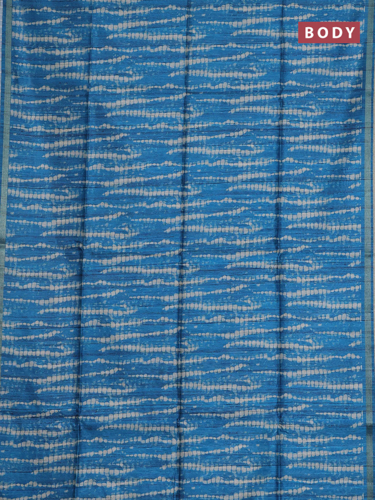 Semi tussar saree cs blue with shibori prints and kalamkari prints & cut work pallu - Image 2