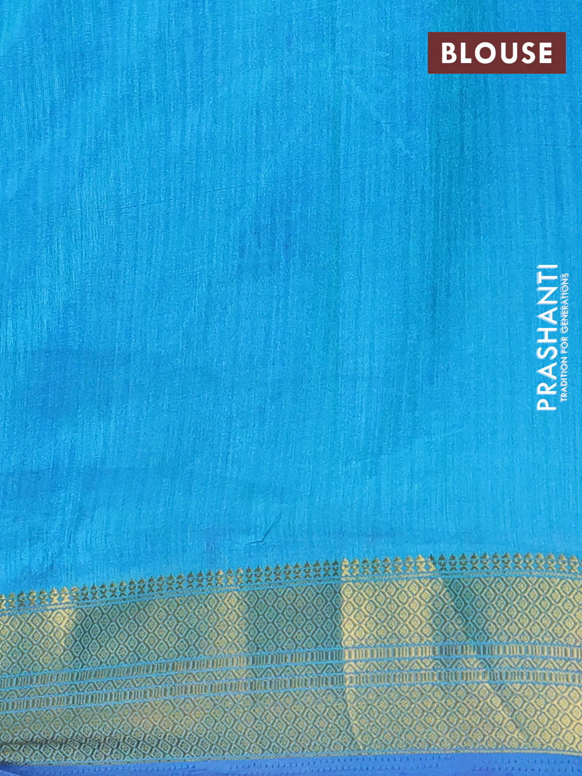 Semi tussar saree dark blue and cs blue with allover ikat prints and zari woven border - Image 4