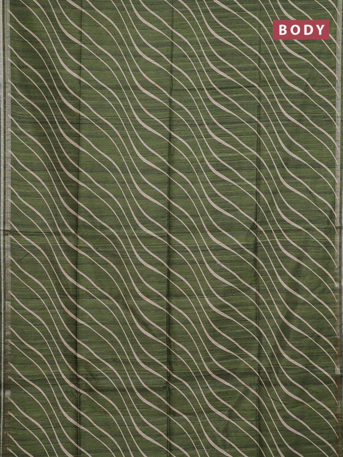 Semi tussar saree dark green with leheriya prints and kalamkari prints & cut work pallu - Image 2