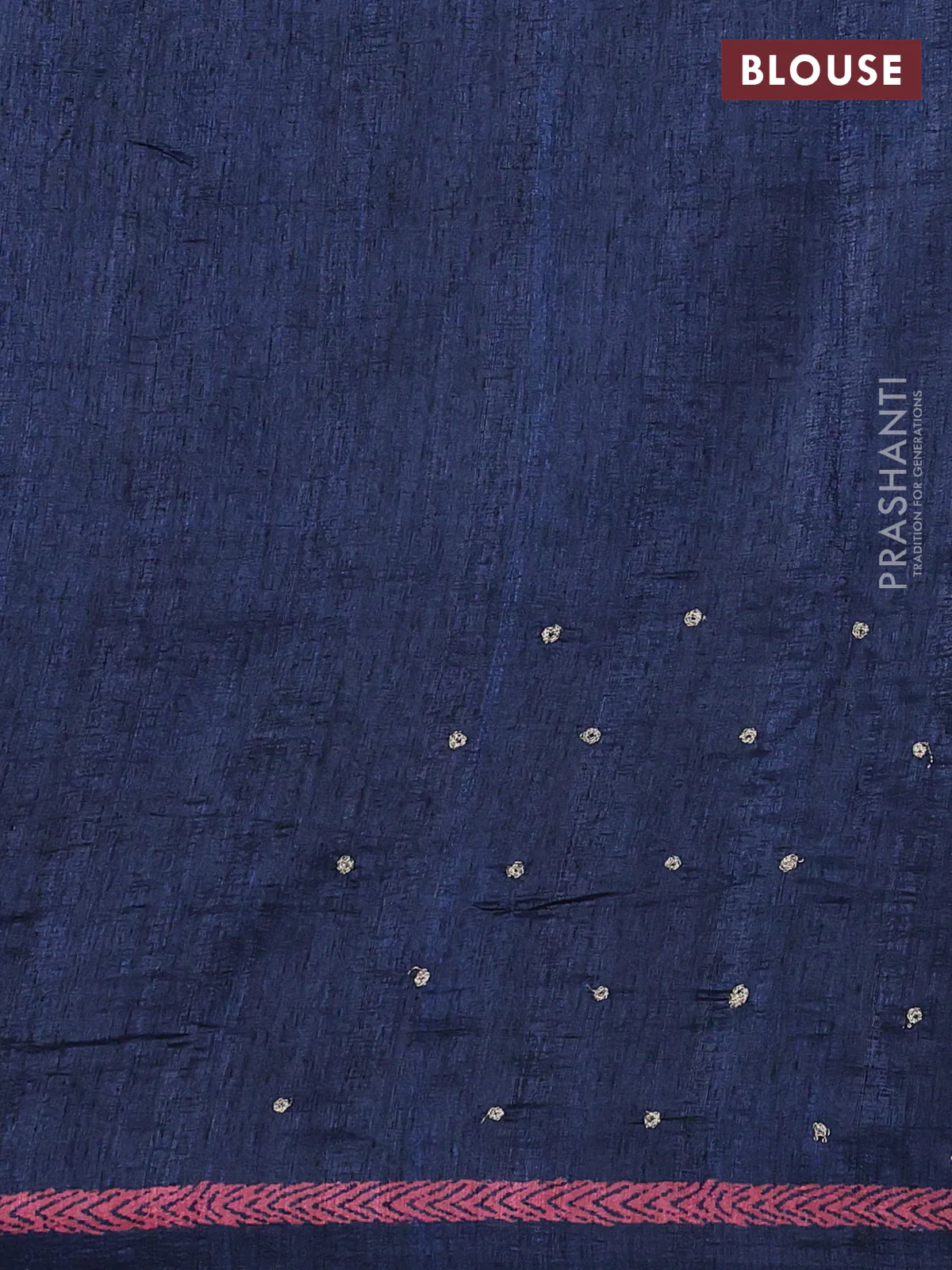 Semi tussar saree dark grey with plain body and embroidered pallu - Image 3
