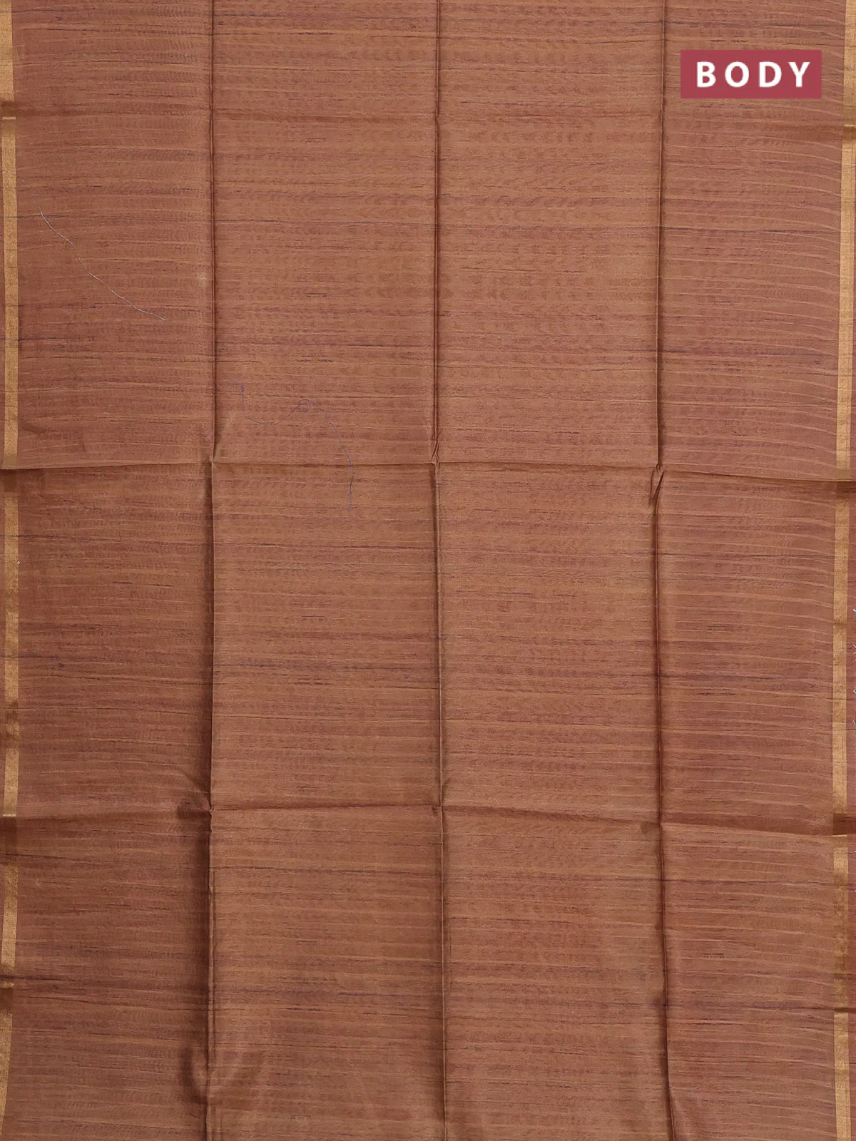 Semi tussar saree dark mustard with plain body and kalamkari prints & cut work pallu - Image 2