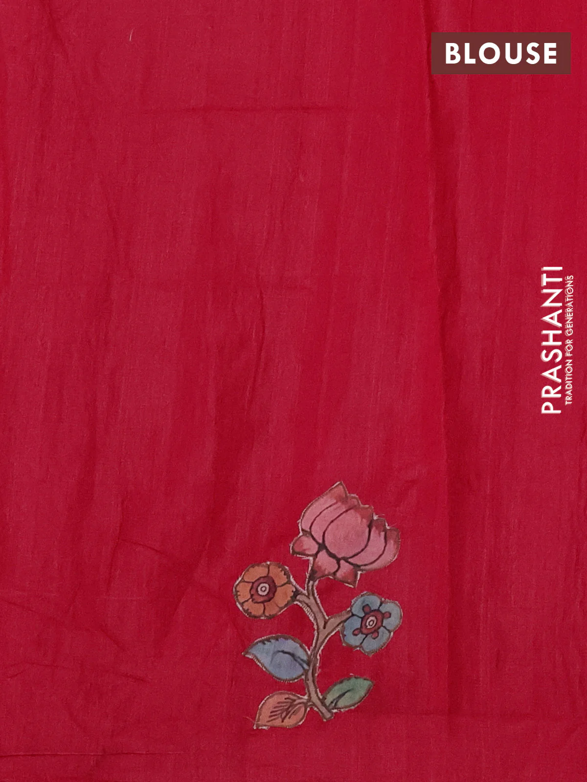 Semi tussar saree dark pink with kalamkari applique work - Image 3