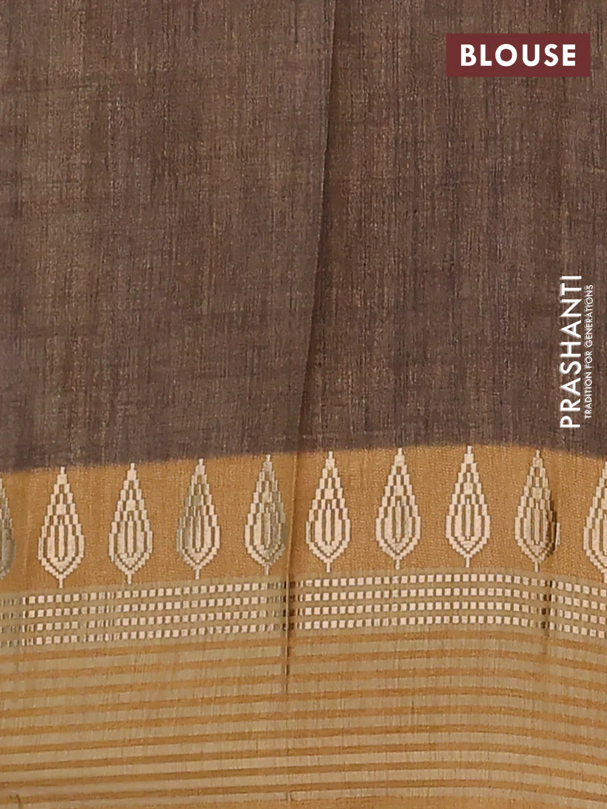 Semi tussar saree deep maroon and dark mustard with allover kalamkari prints and zari woven border - Image 4
