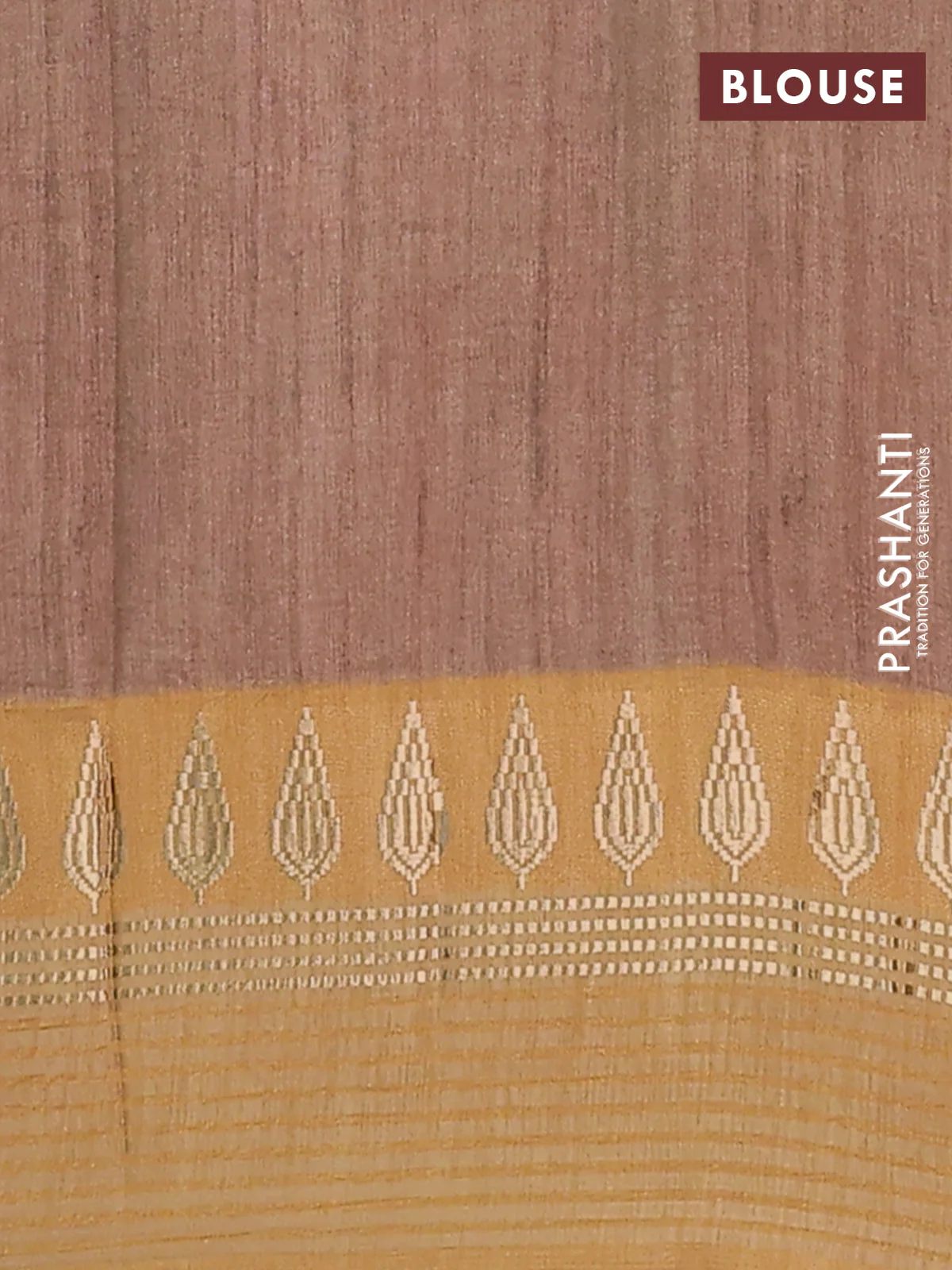 Semi tussar saree deep wine and sandal with allover kalamkari prints and zari woven border - Image 4