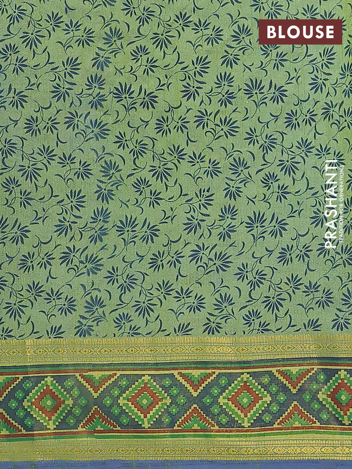 Semi tussar saree dual shade of greenish blue with plain body and ikat woven zari border - Image 4