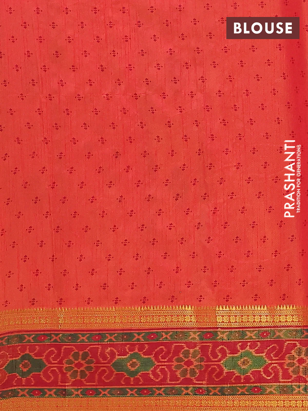 Semi tussar saree dual shade of pinkish orange and maroon with plain body and ikat woven zari border - Image 4