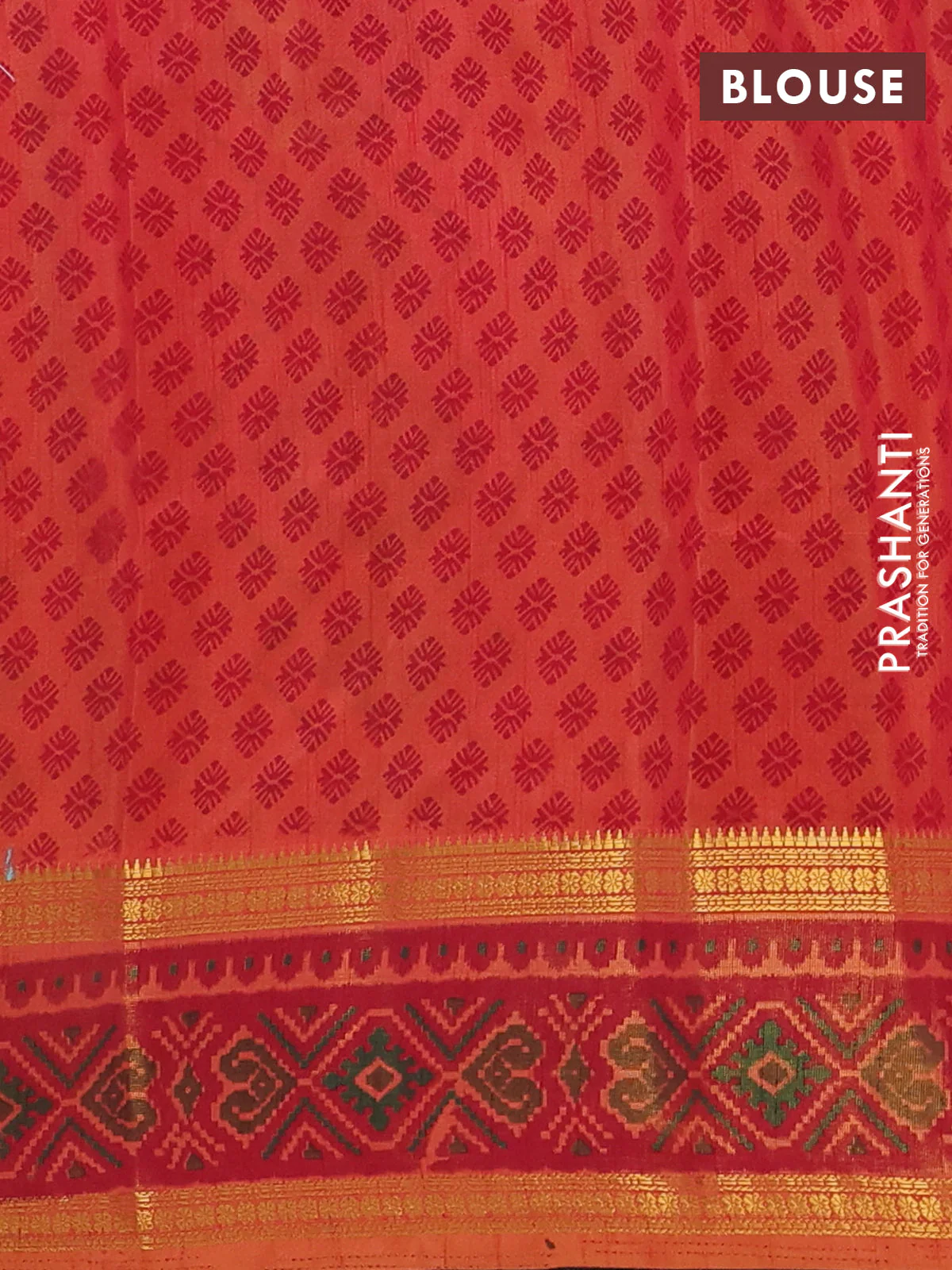 Semi tussar saree dual shade of pinkish orange with plain body and ikat woven zari border - Image 4