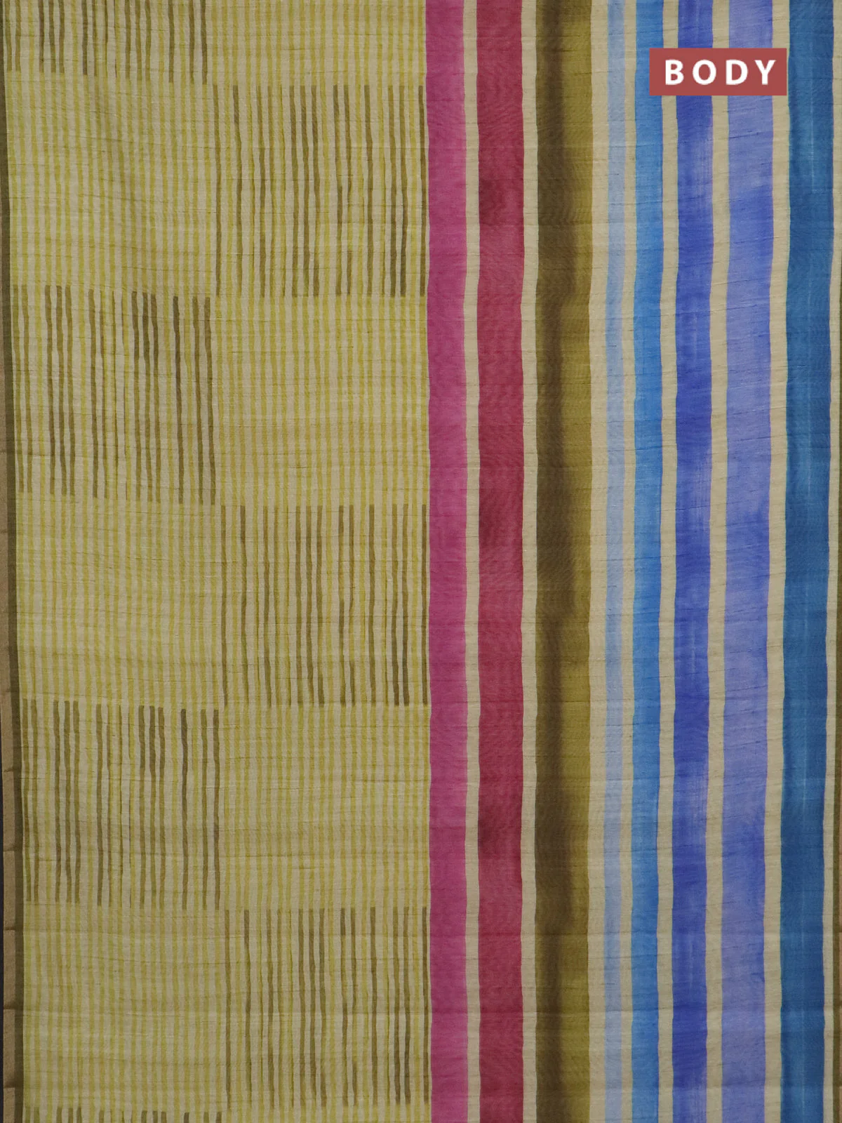 Semi tussar saree elaichi green pastel lavender and mehendi green with allover prints and small zari woven border - Image 2