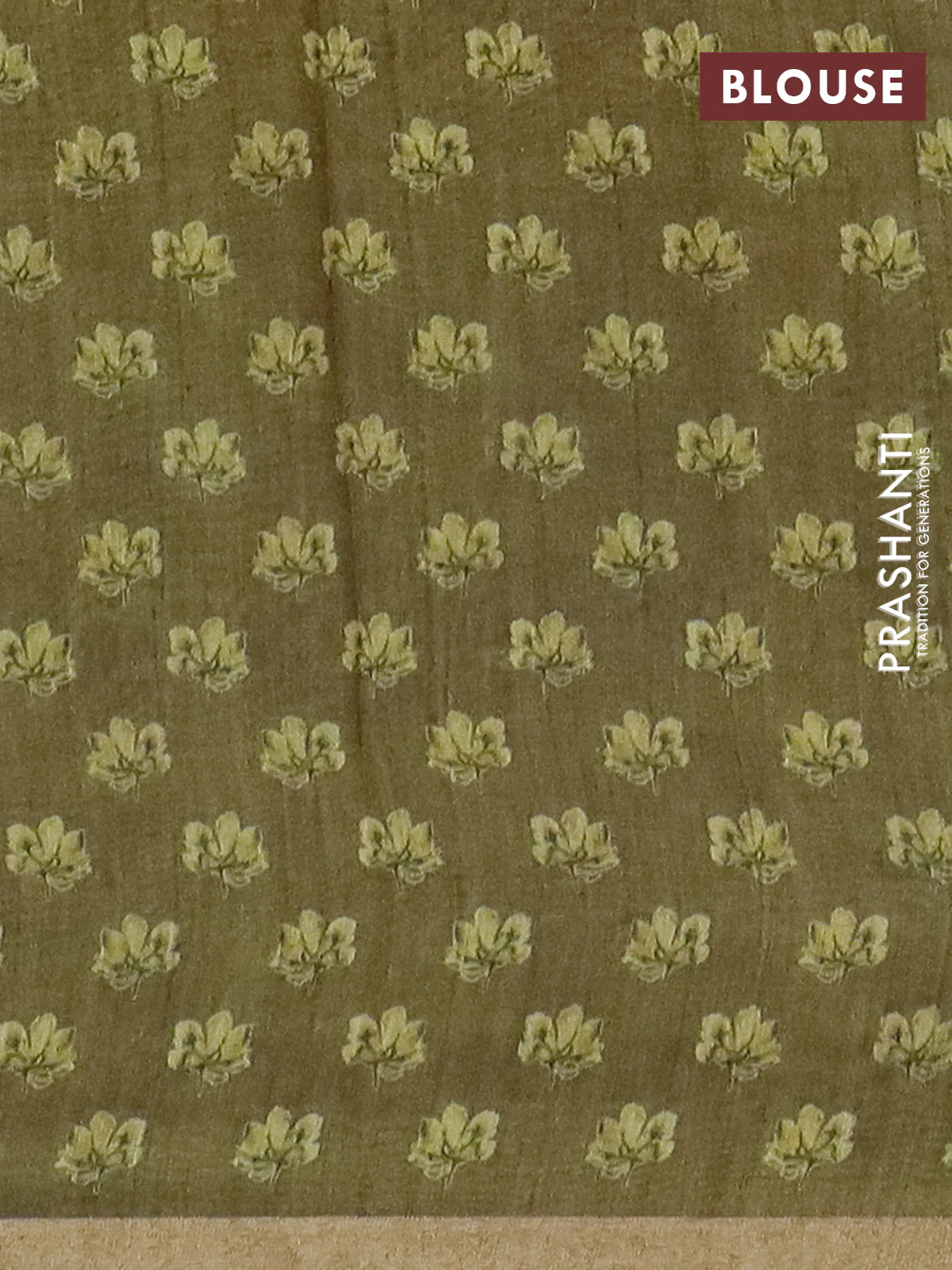 Semi tussar saree elaichi green pastel lavender and mehendi green with allover prints and small zari woven border - Image 4