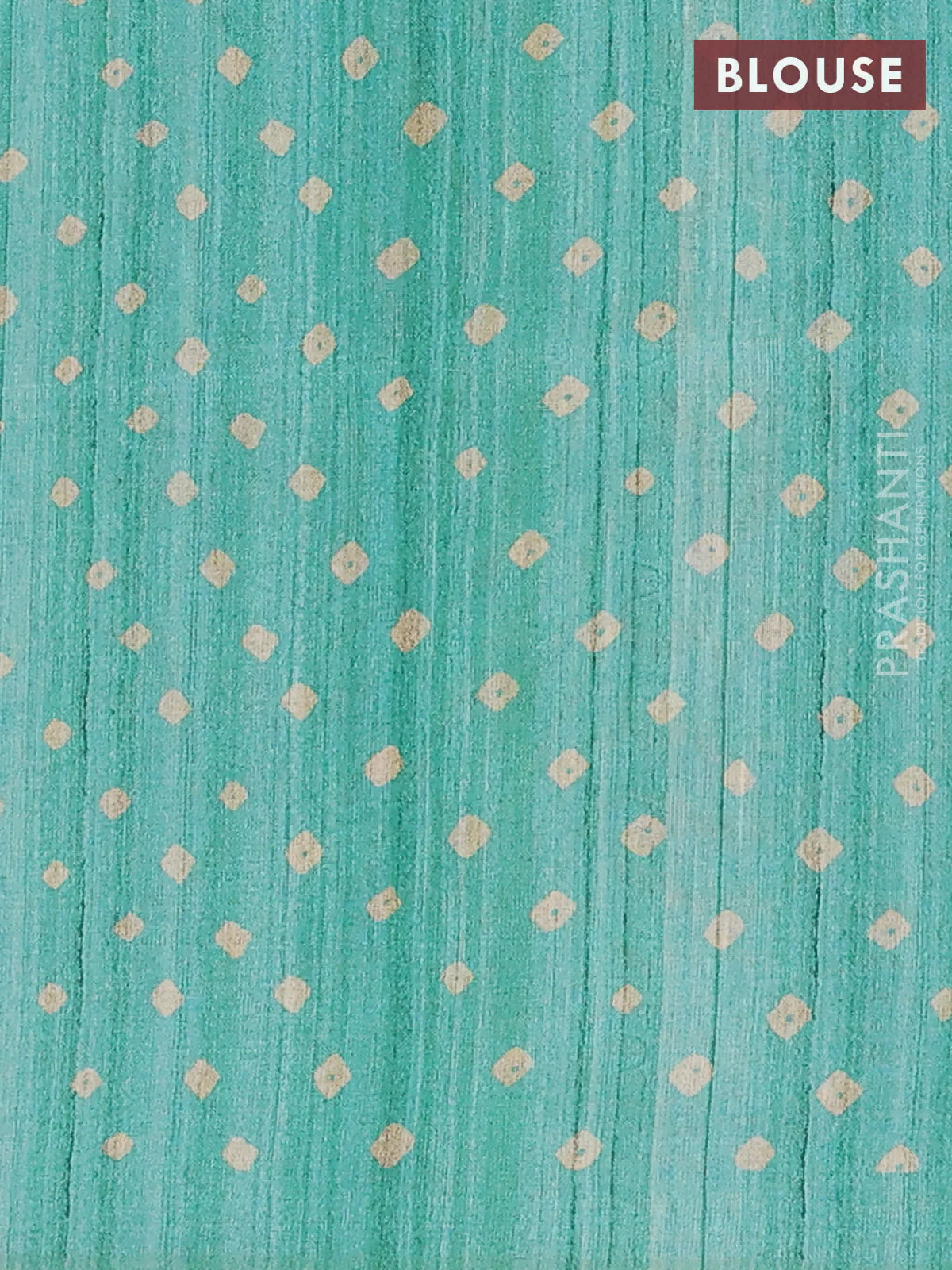Semi tussar saree green and beige with allover bandhani prints and madhubani printed pallu & border - Image 4