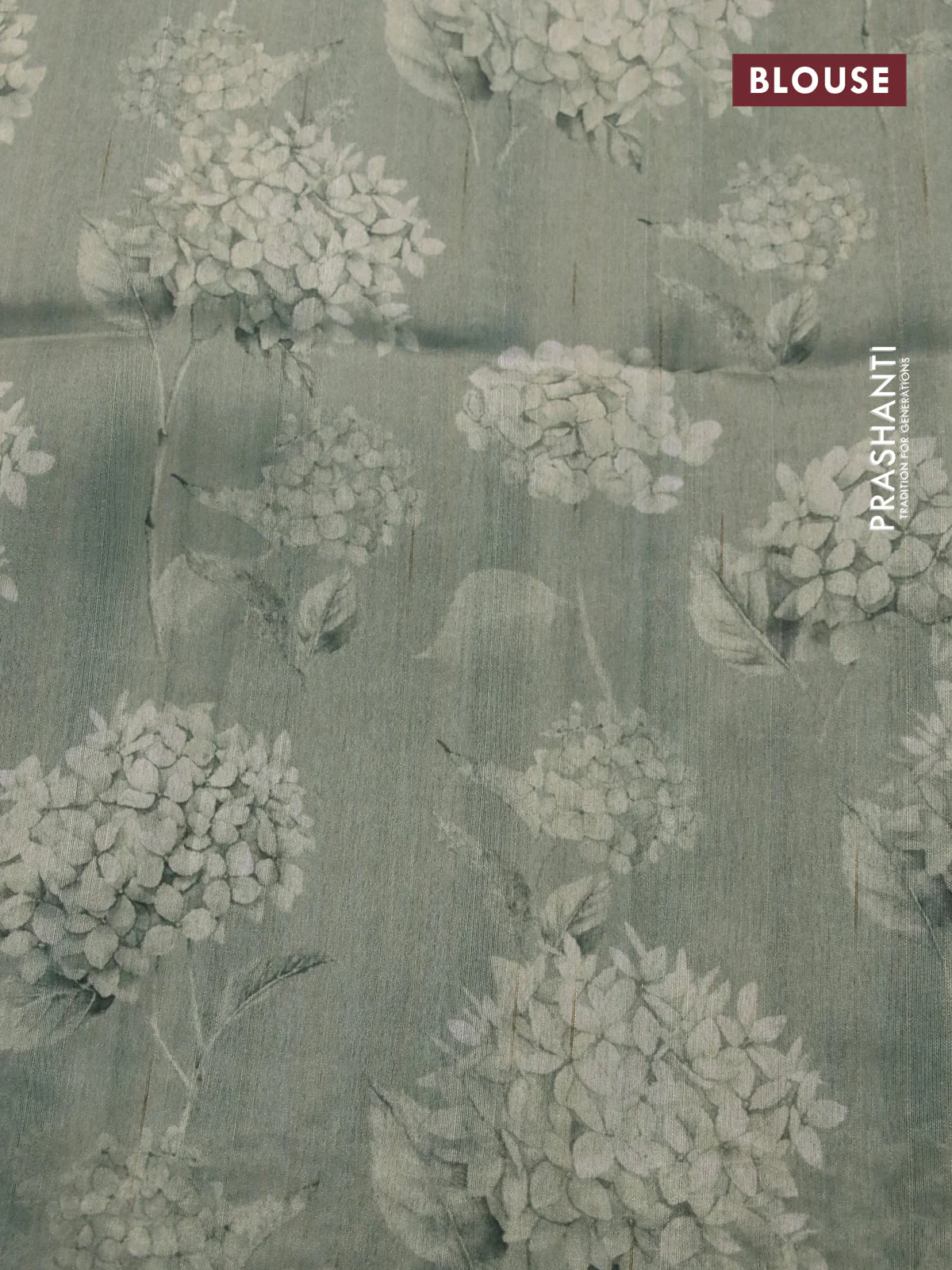Semi tussar saree green and grey with allover digital prints and chikankari work border - Image 4