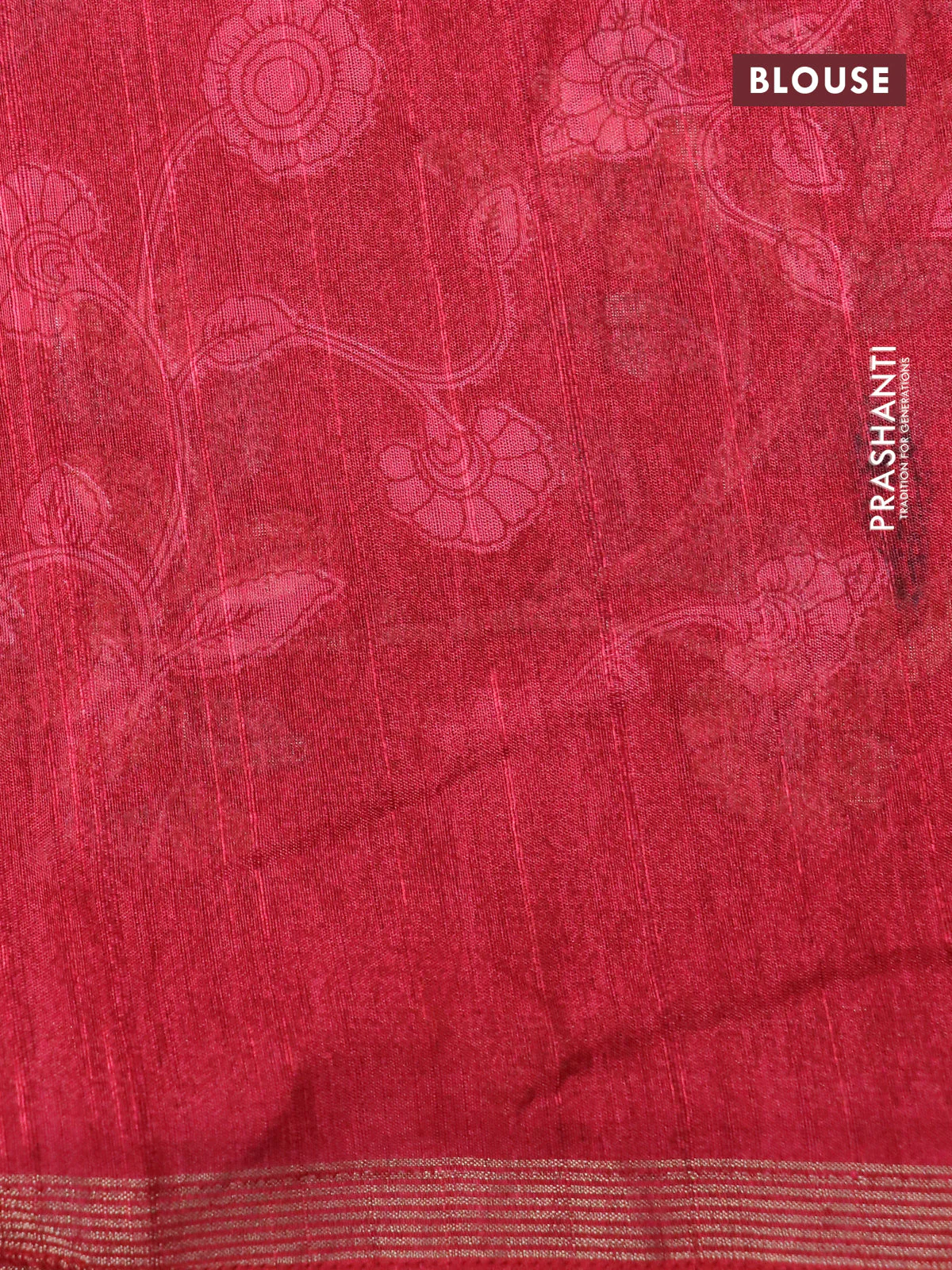 Semi tussar saree green and maroon with plain body and kalamkari printed pallu - Image 4