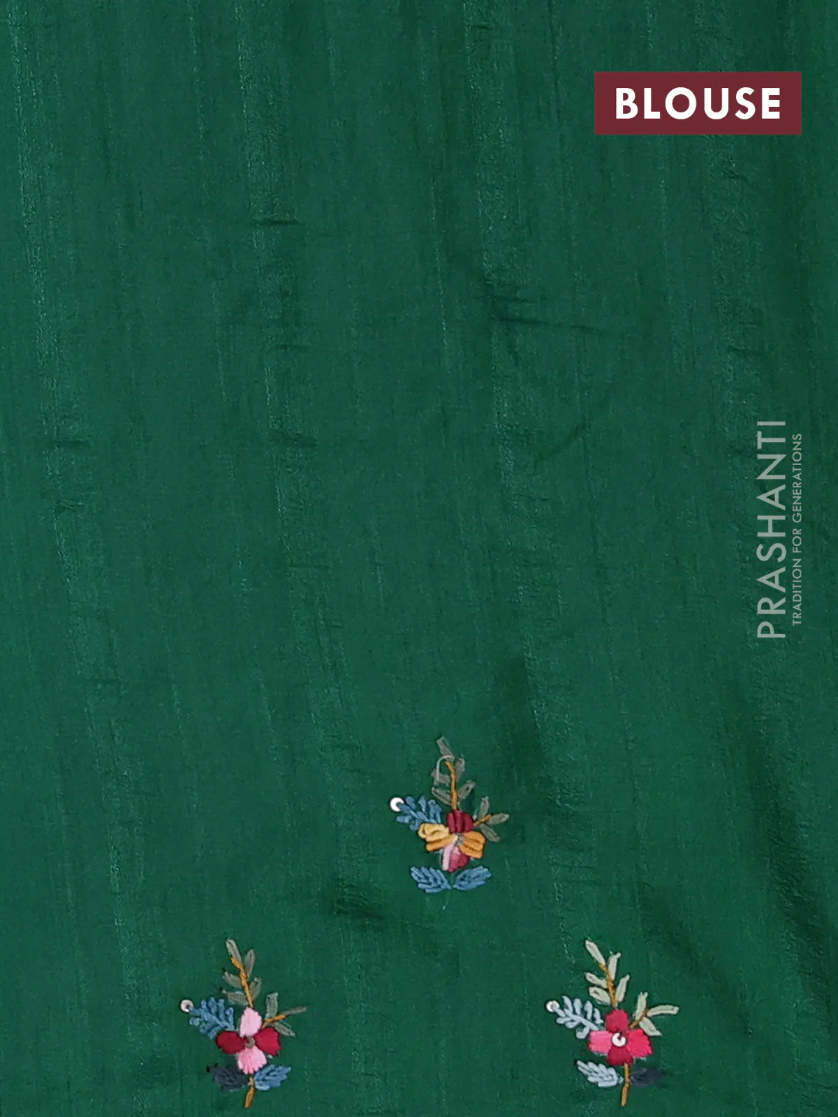 Semi tussar saree green with embroided buttas and embroidery pallu - Image 3