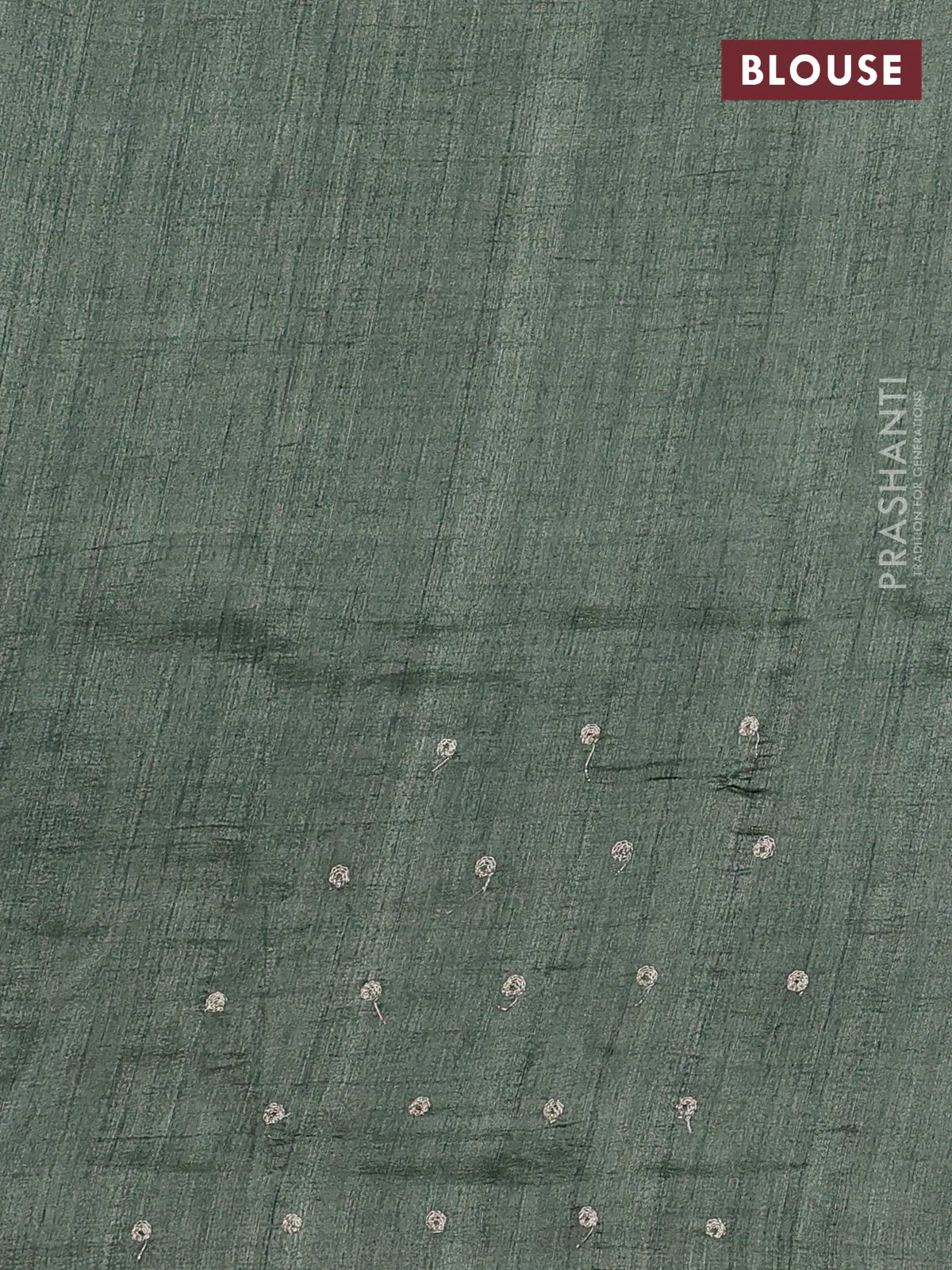 Semi tussar saree green with embroidery work - Image 3