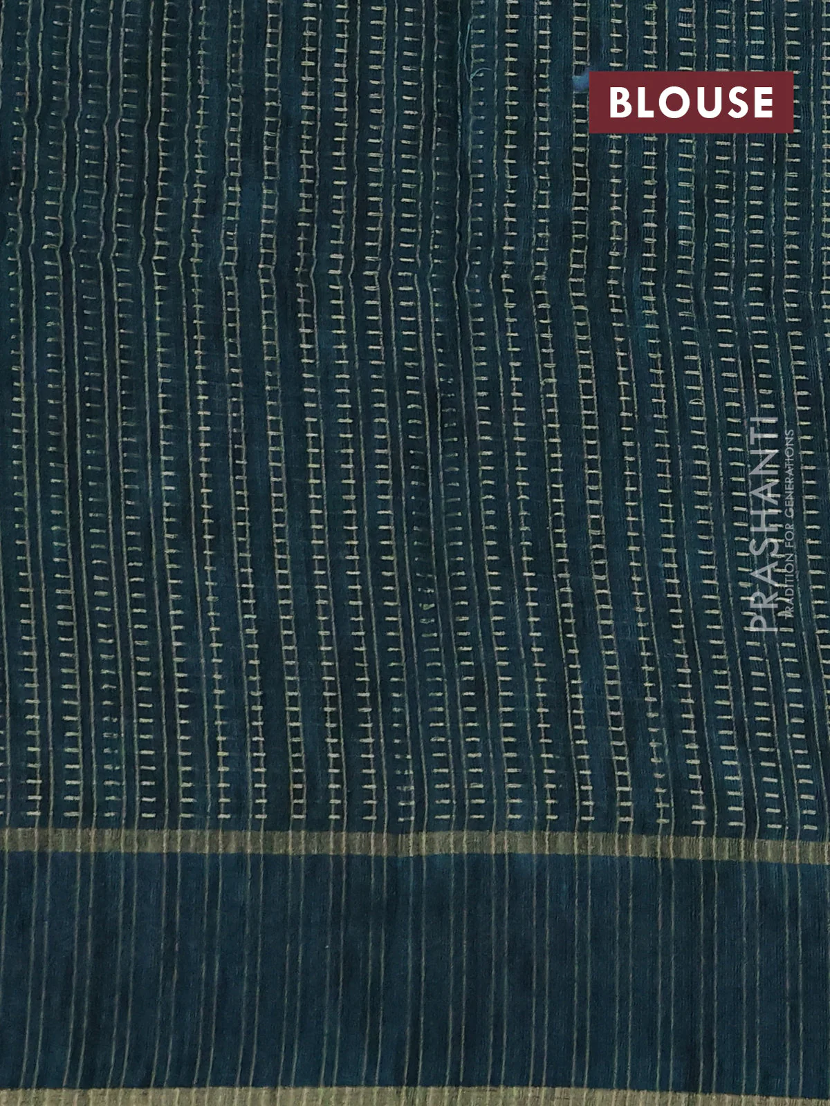 Semi tussar saree green with zari weaves and embroidery border - Image 3