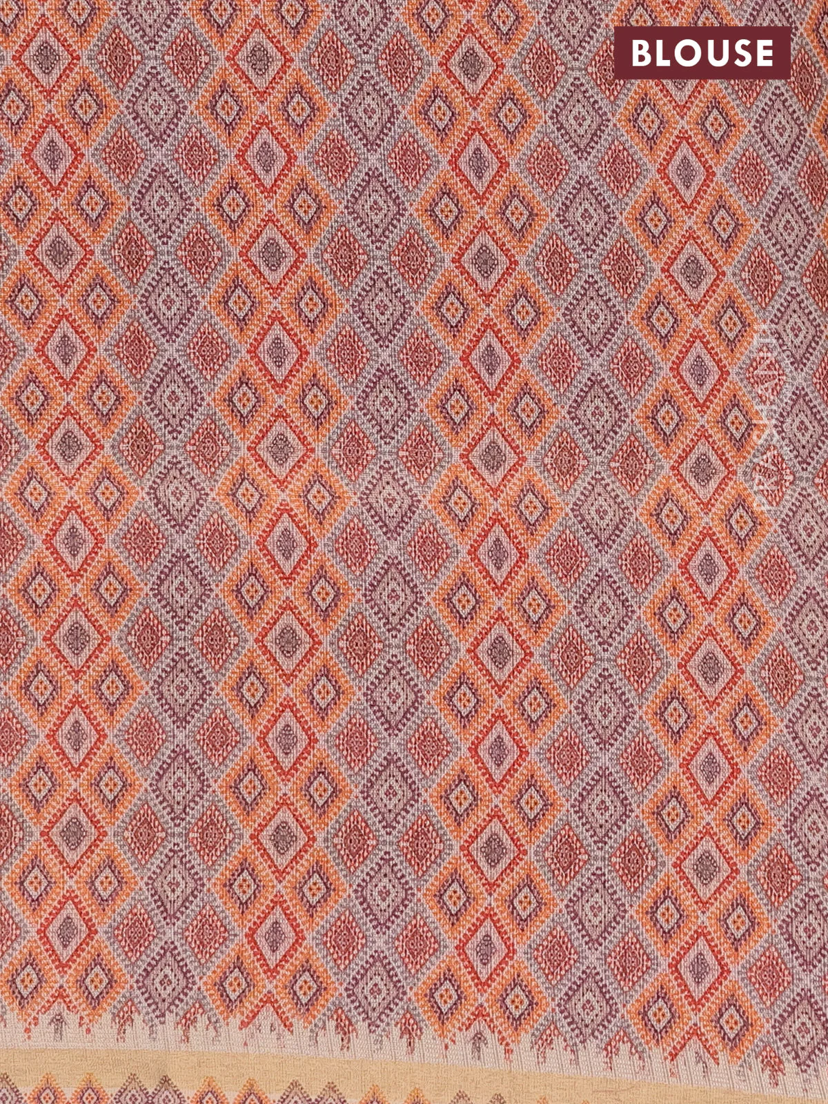 Semi tussar saree grey and beige with plain body and kalamkari printed pallu - Image 3