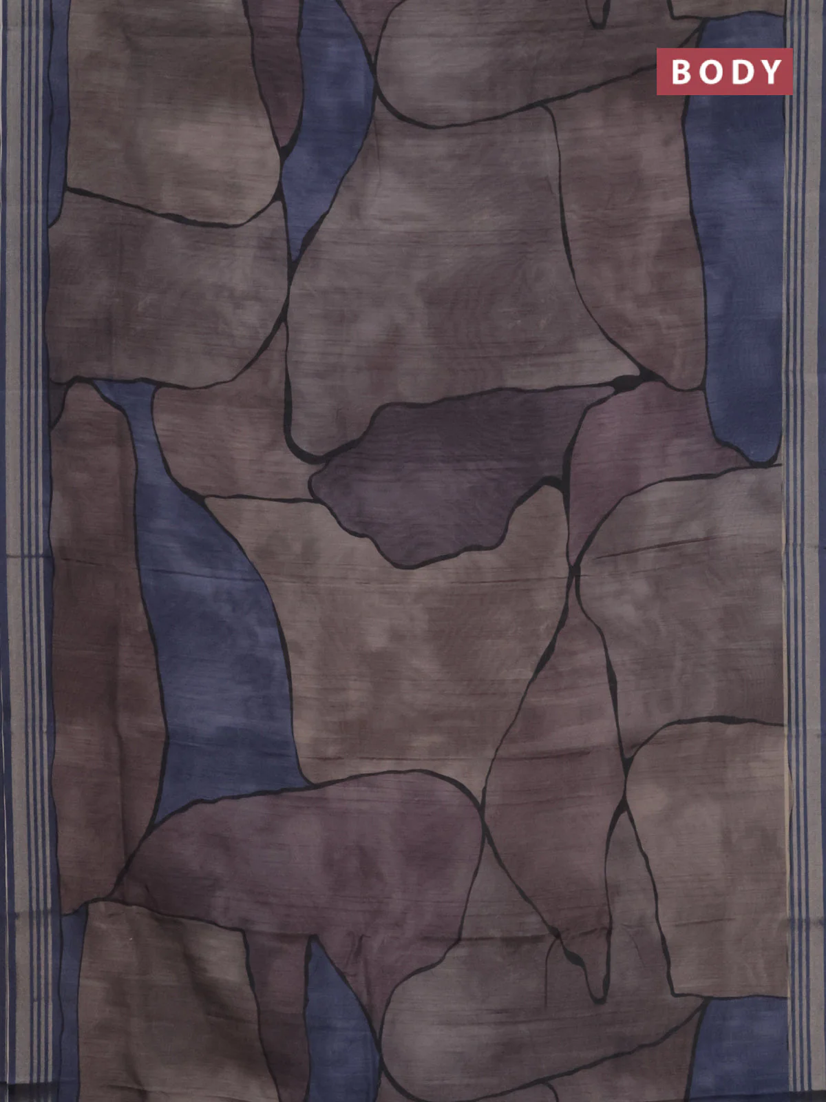 Semi tussar saree grey and blue shade with allover prints and zari woven border - Image 2