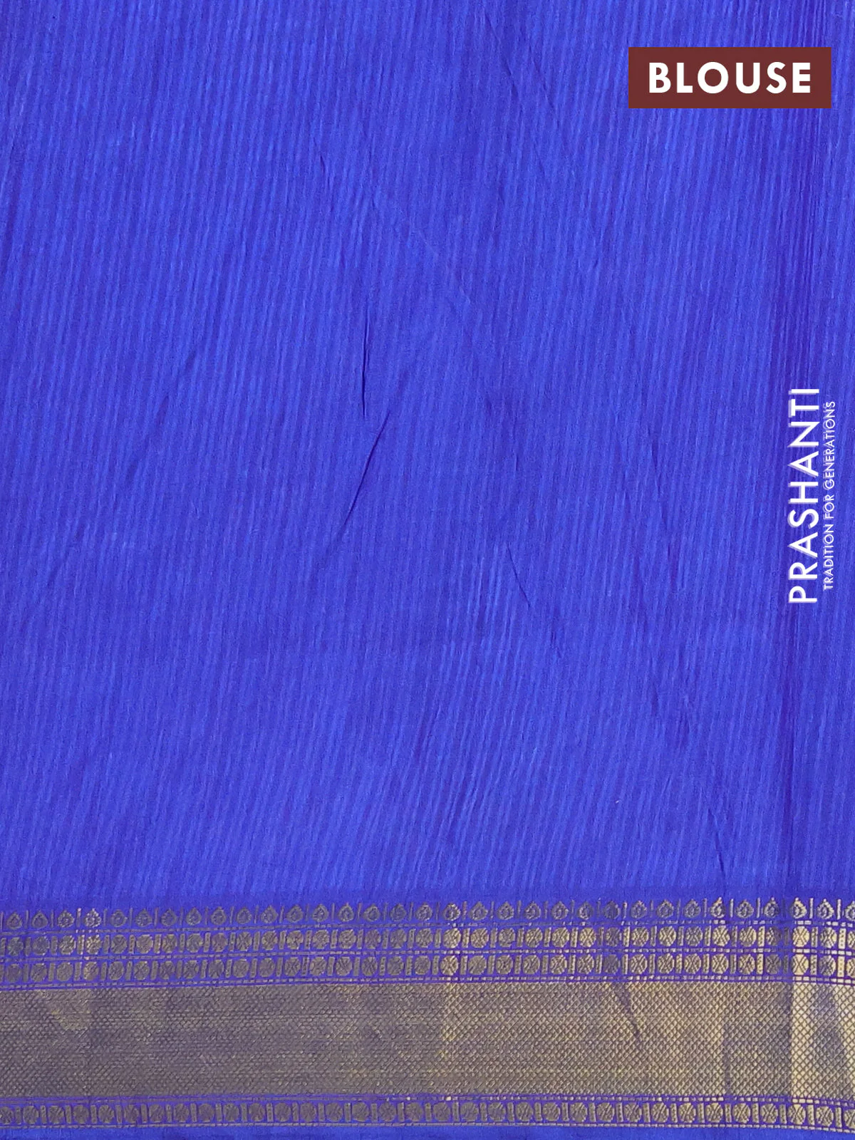 Semi tussar saree grey and blue with allover ikat prints and zari woven border - Image 4