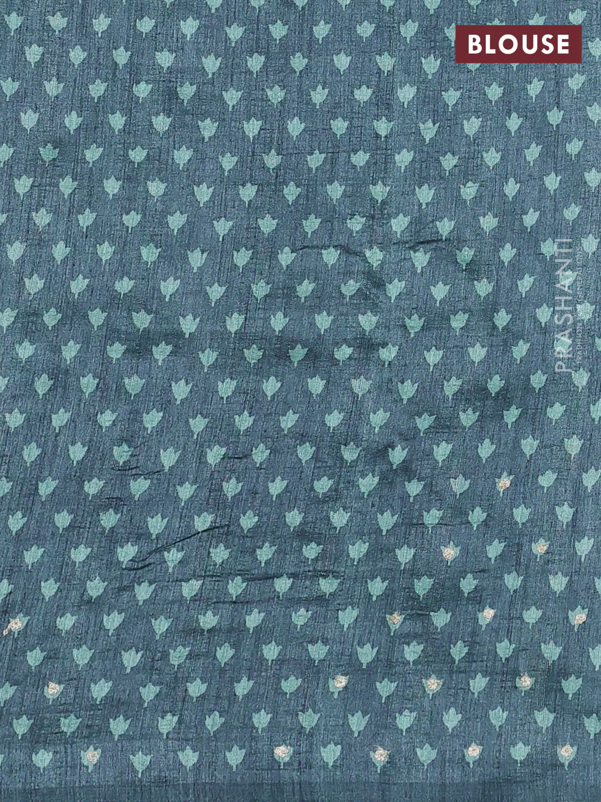 Semi tussar saree grey and green with plain body and embroidered pallu - Image 3