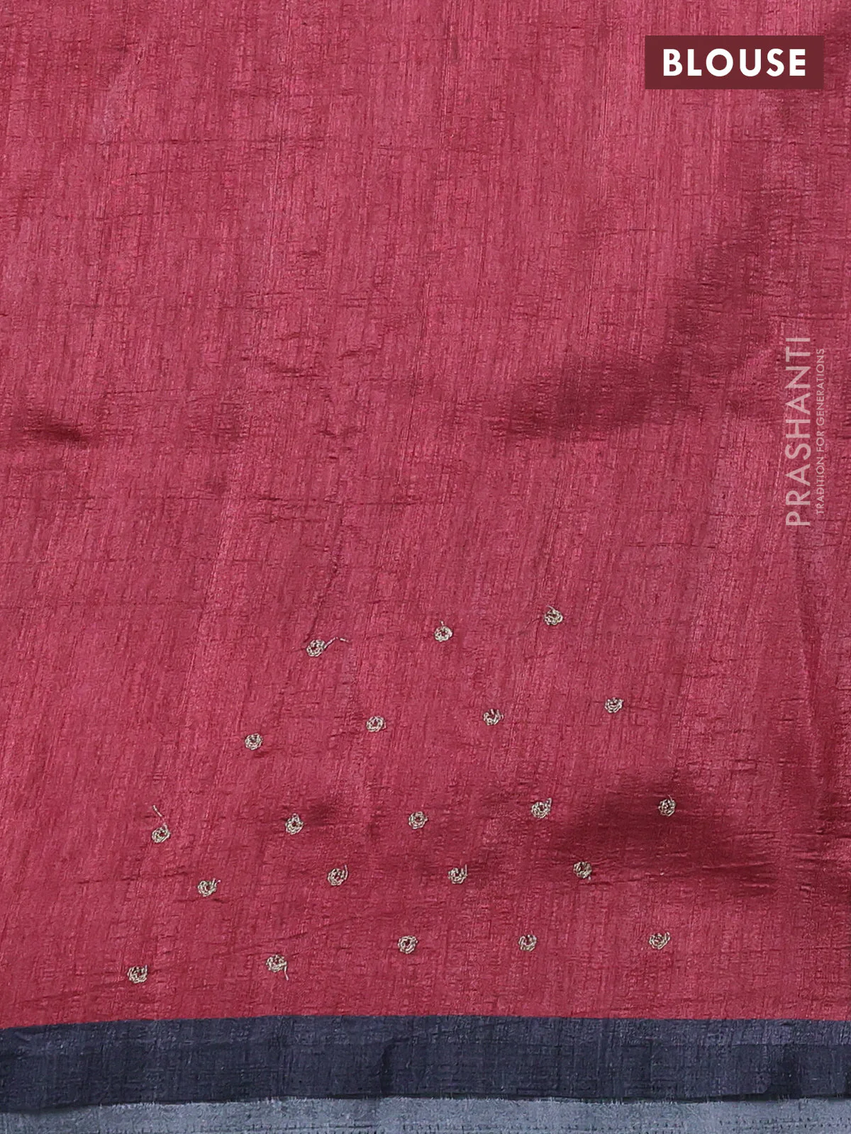 Semi tussar saree grey and maroon with plain body and embroidered pallu - Image 3