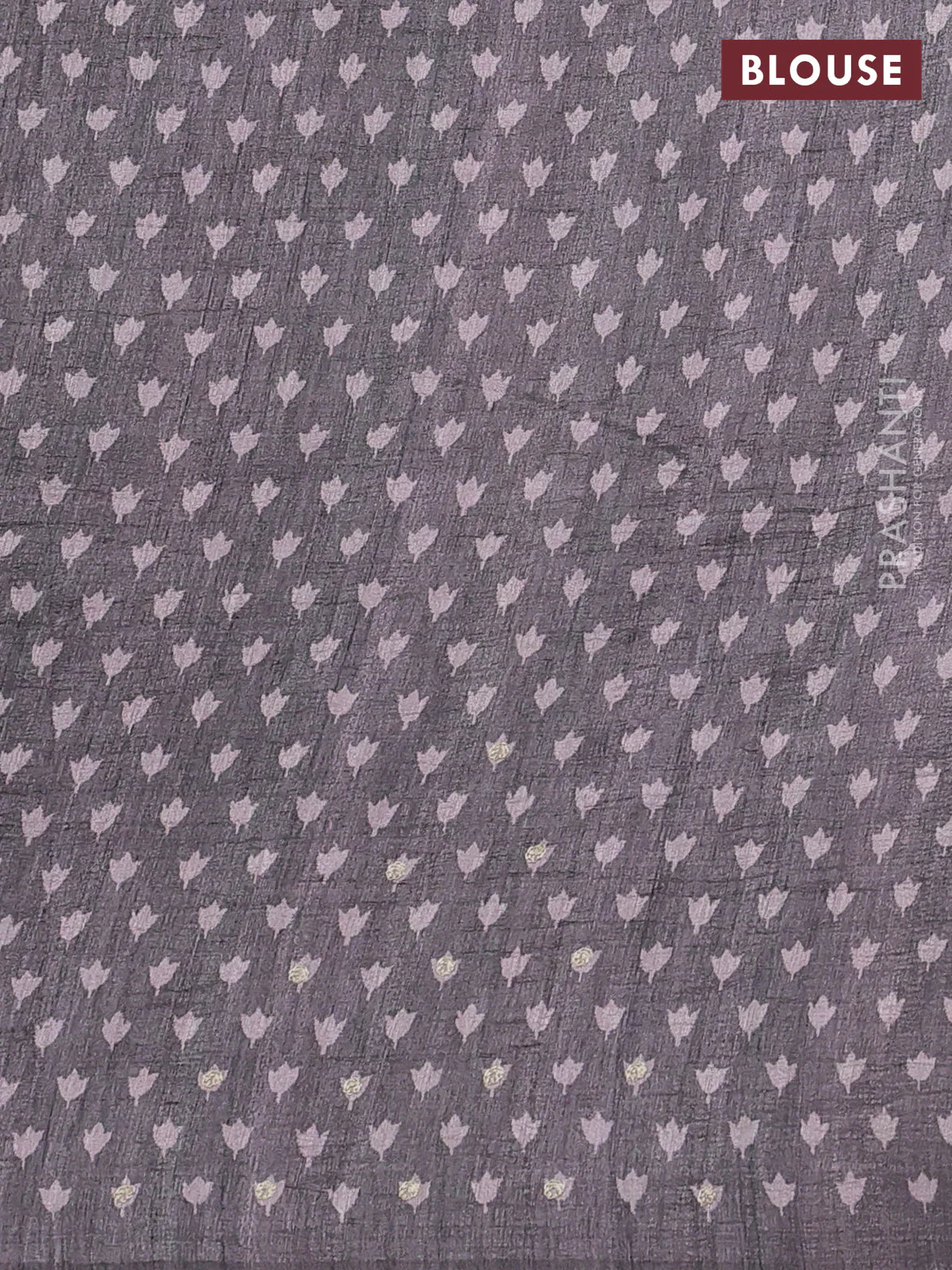Semi tussar saree grey and rust shade with plain body and embroidered pallu - Image 3