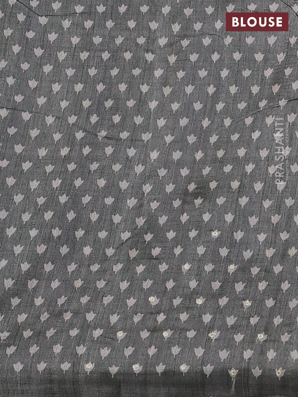 Semi tussar saree grey and sandal with plain body and embroidered pallu - Image 3