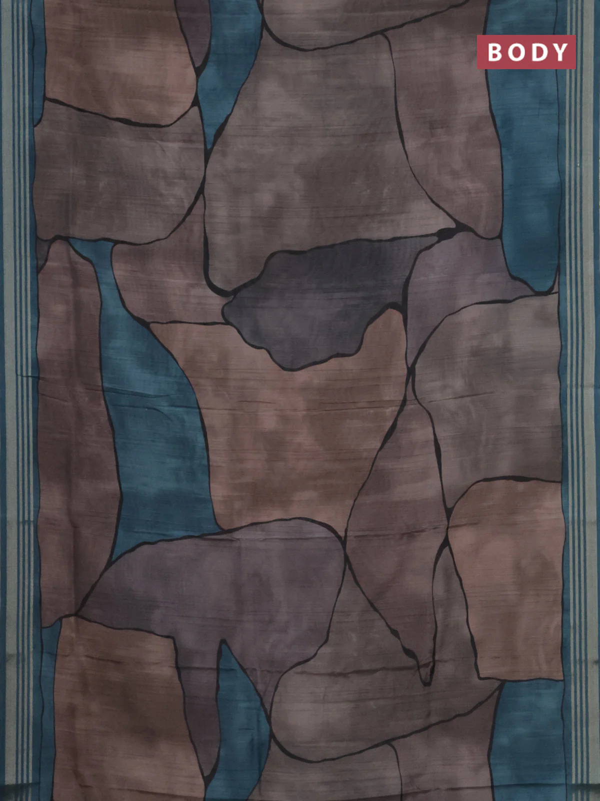Semi tussar saree grey and teal blue with allover prints and zari woven border - Image 2