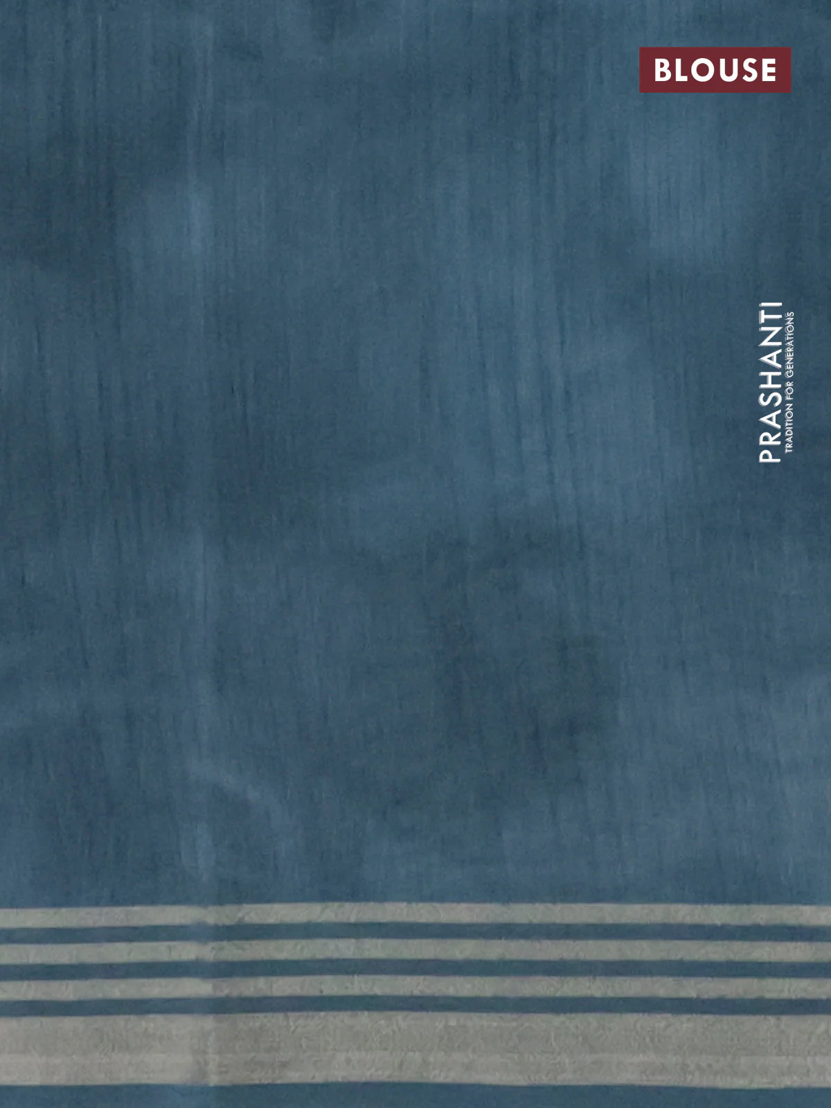 Semi tussar saree grey and teal blue with allover prints and zari woven border - Image 4