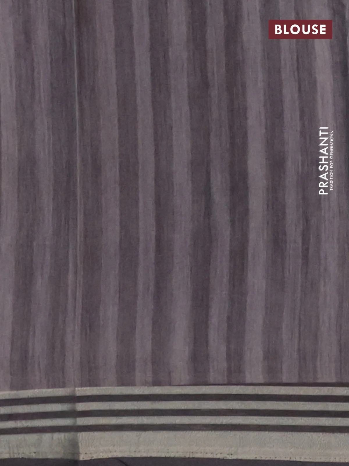 Semi tussar saree grey shade and black with allover prints and zari woven border - Image 4