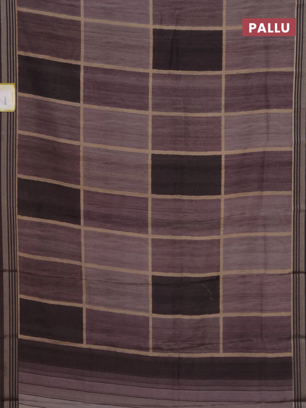 Semi tussar saree grey shade with allover prints and zari woven border - Image 3