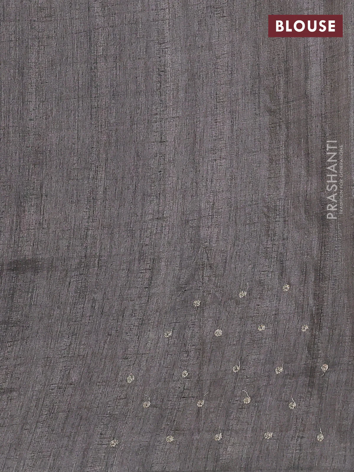Semi tussar saree grey shade with embroidery work - Image 3