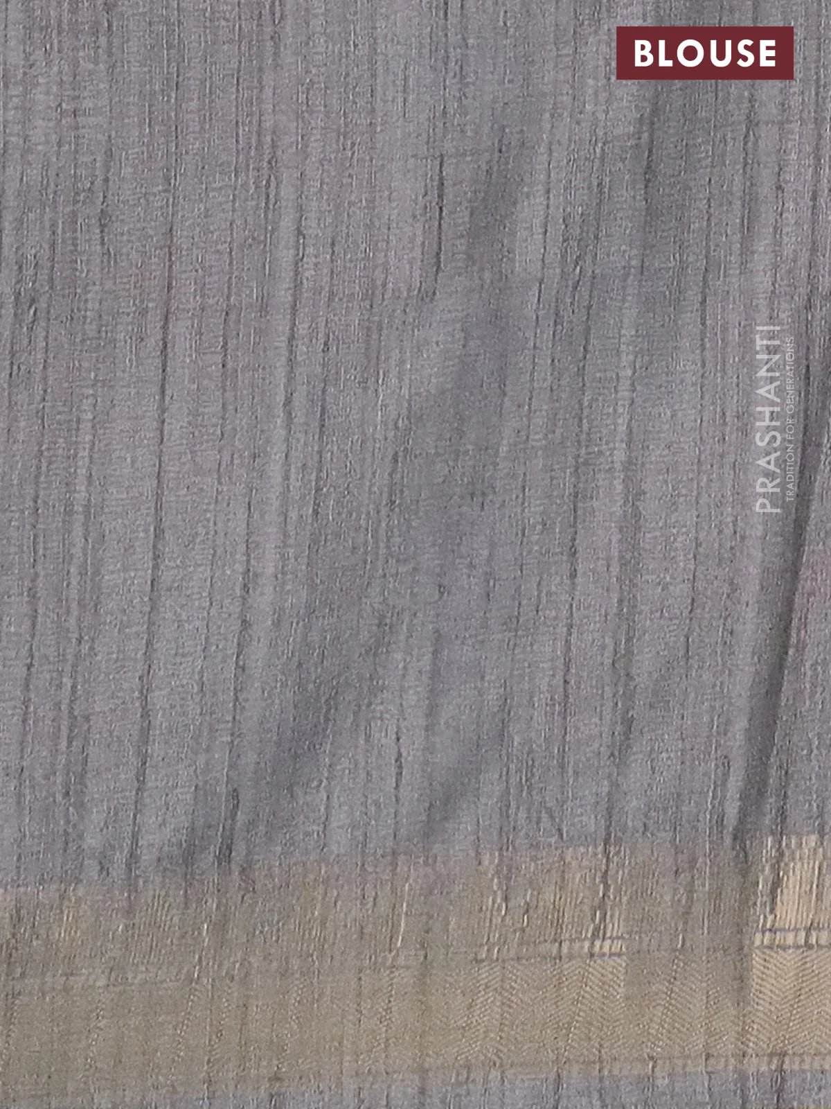 Semi tussar saree grey with allover floral prints and zari woven border - Image 4