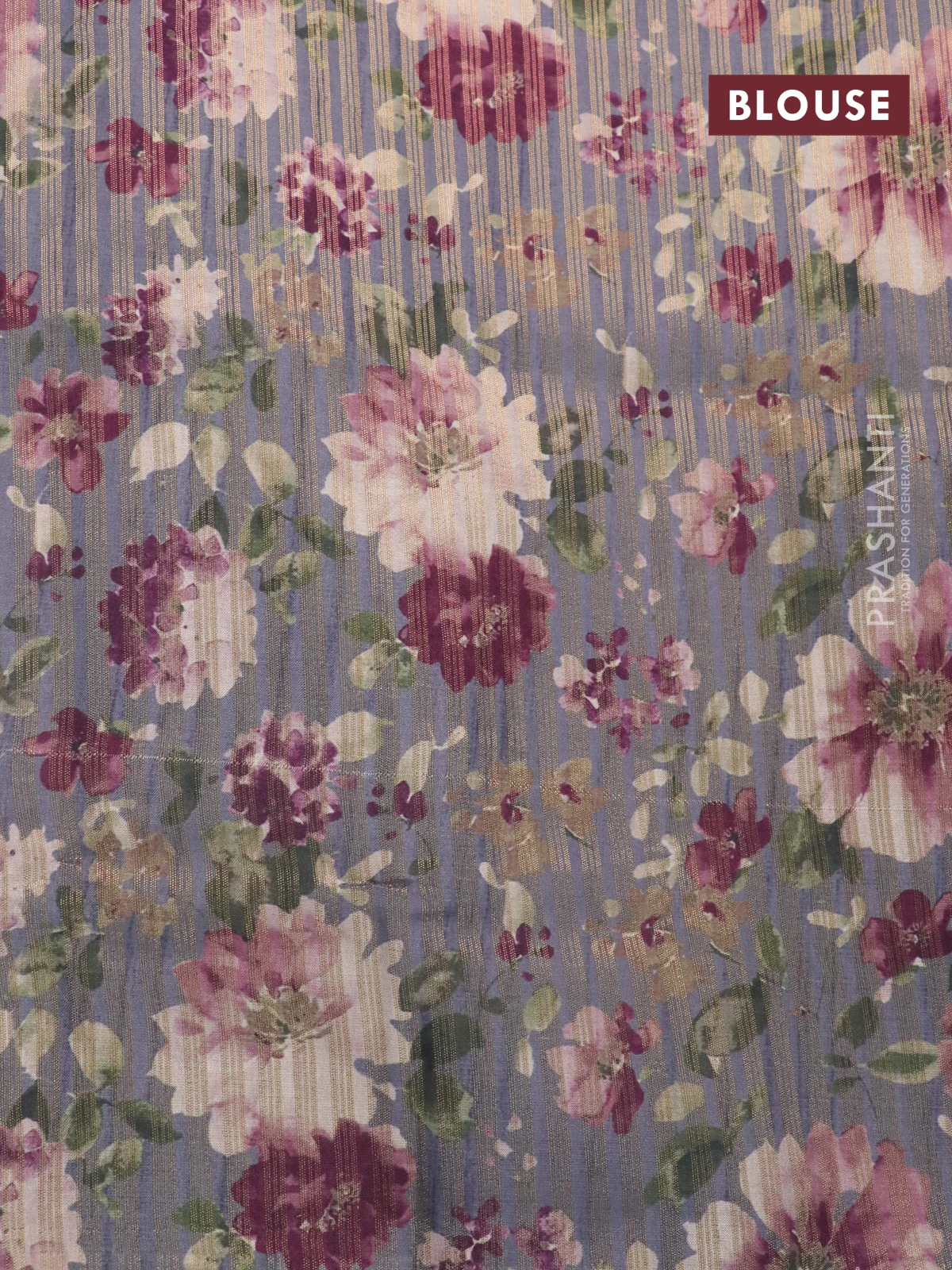 Semi tussar saree grey with allover zari woven veldhari design & bandhani prints and floral printed border - Image 4