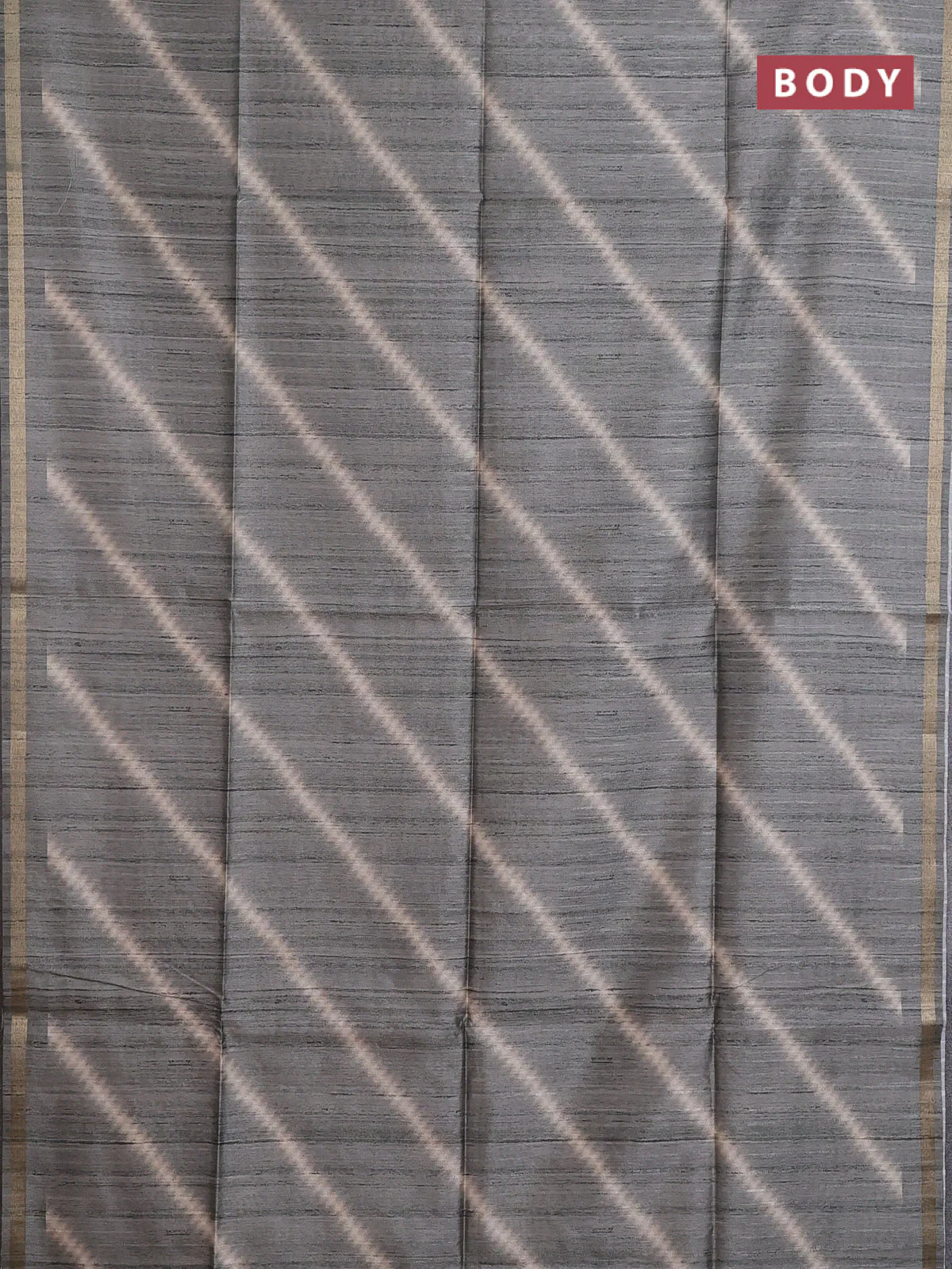 Semi tussar saree grey with leheriya prints and kalamkari prints & cut work pallu - Image 2