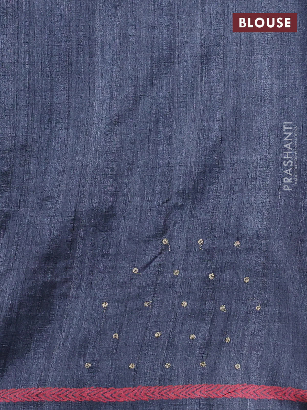 Semi tussar saree grey with plain body and embroidered pallu - Image 3