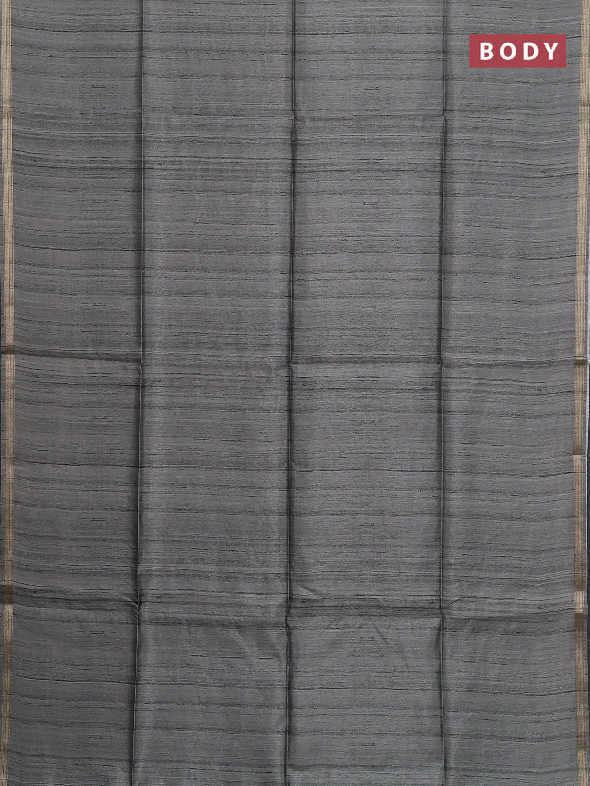 Semi tussar saree grey with plain body and kalamkari prints & cut work pallu - Image 2