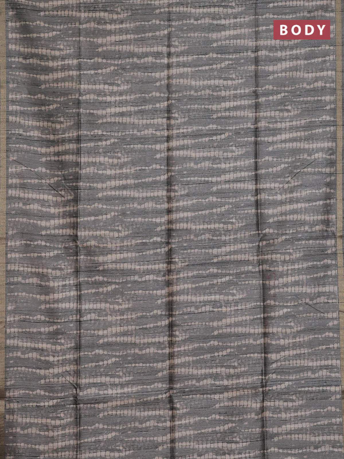 Semi tussar saree grey with shibori prints and kalamkari prints & cut work pallu - Image 2