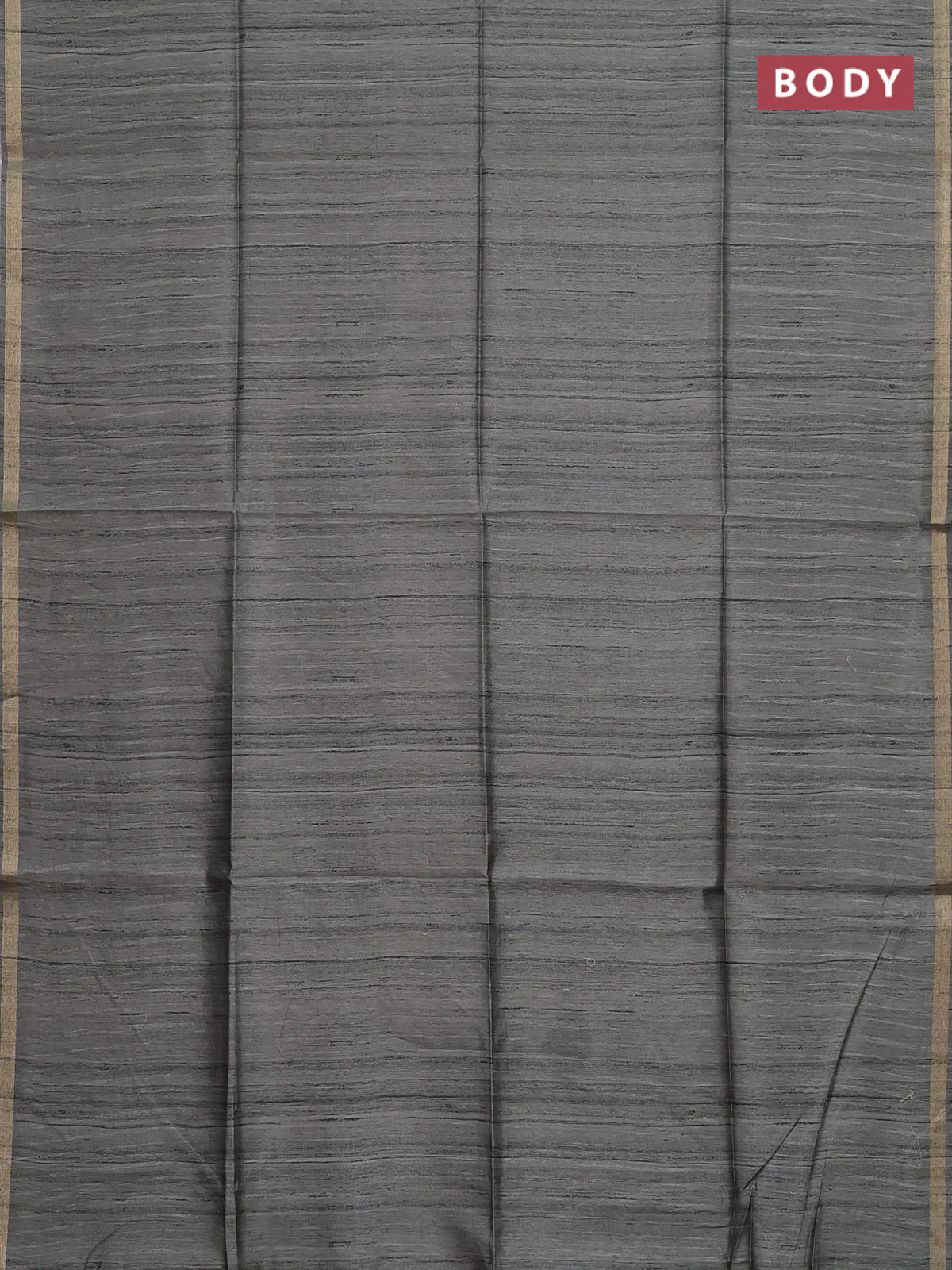 Semi tussar saree greyish green with plain body and kalamkari prints & cut work pallu - Image 2