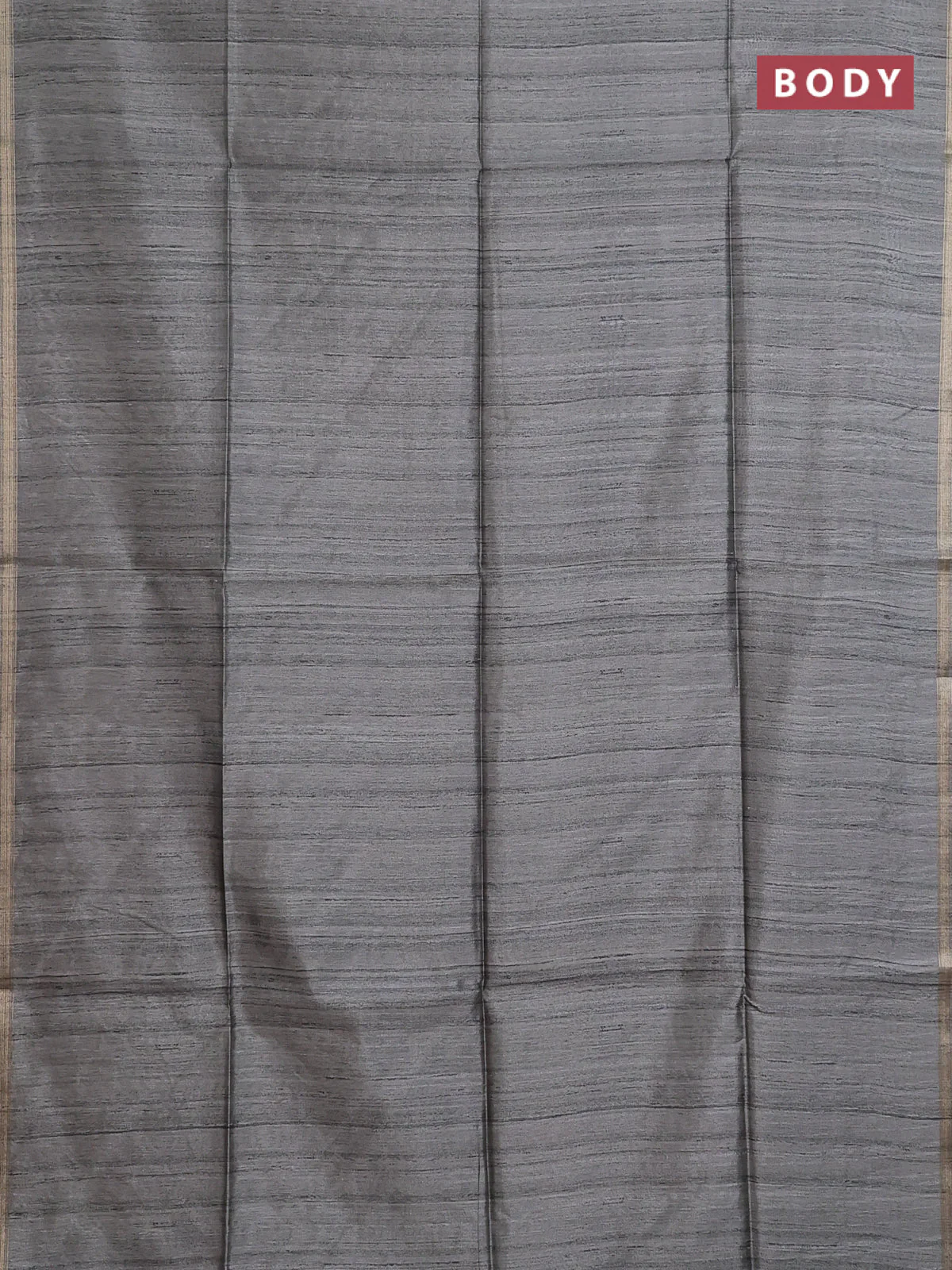Semi tussar saree greyish green with plain body and kalamkari prints & cut work pallu - Image 2