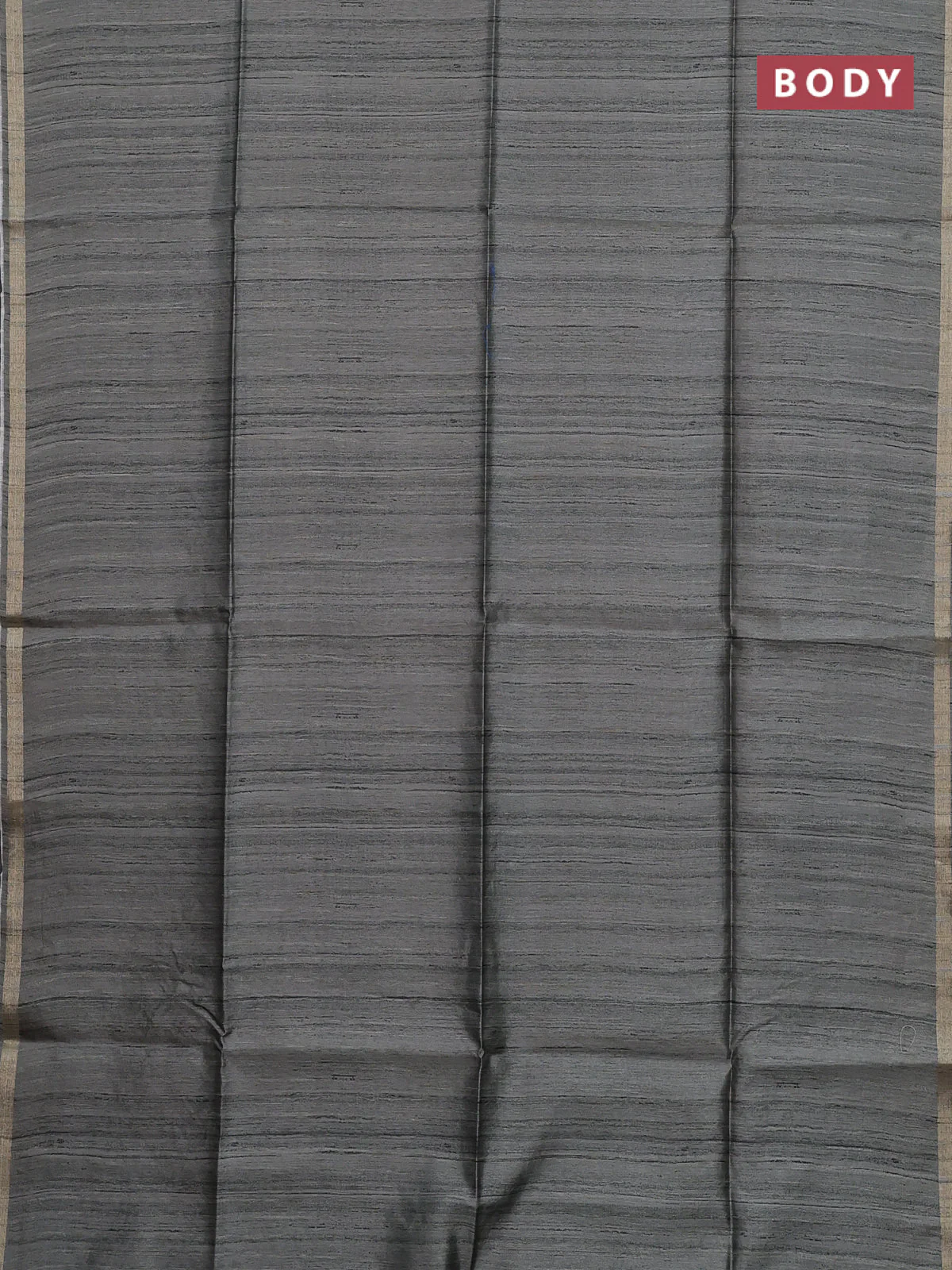 Semi tussar saree greyish green with plain body and kalamkari prints & cut work pallu - Image 2