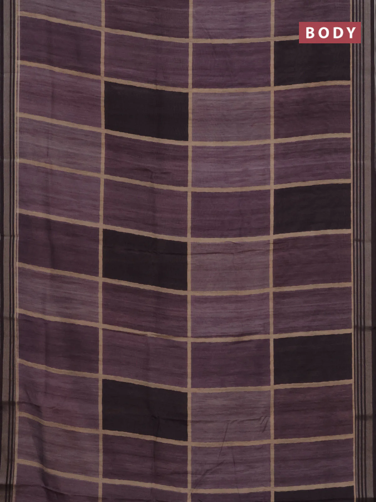 Semi tussar saree jamun shade and grey with allover prints and zari woven border - Image 2