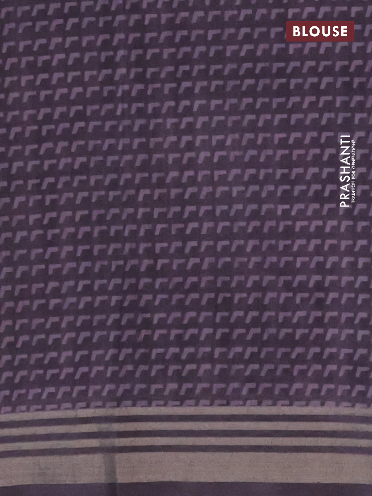 Semi tussar saree jamun shade with allover prints and zari woven border - Image 4