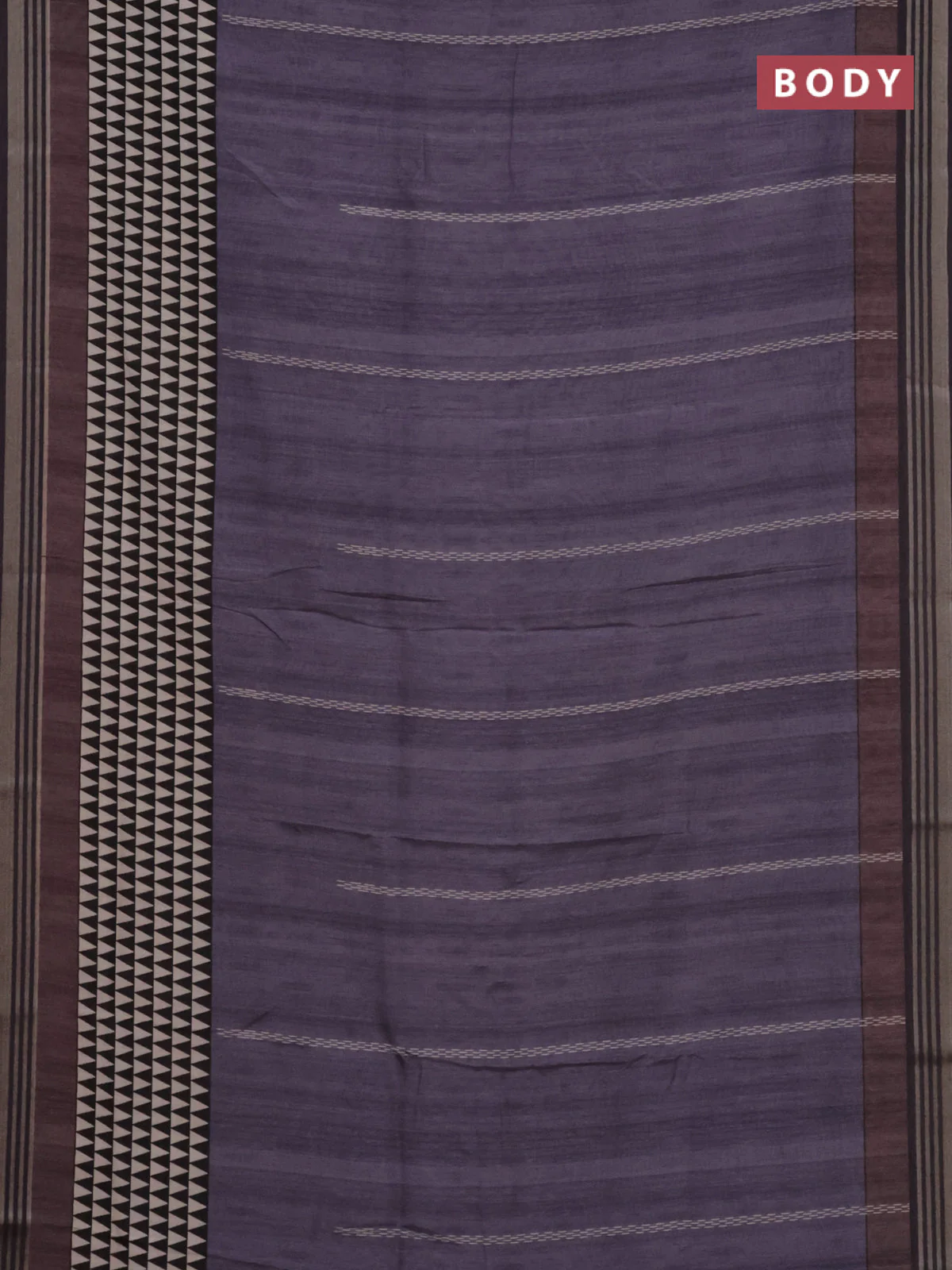 Semi tussar saree jamun shade with allover prints and zari woven border - Image 2
